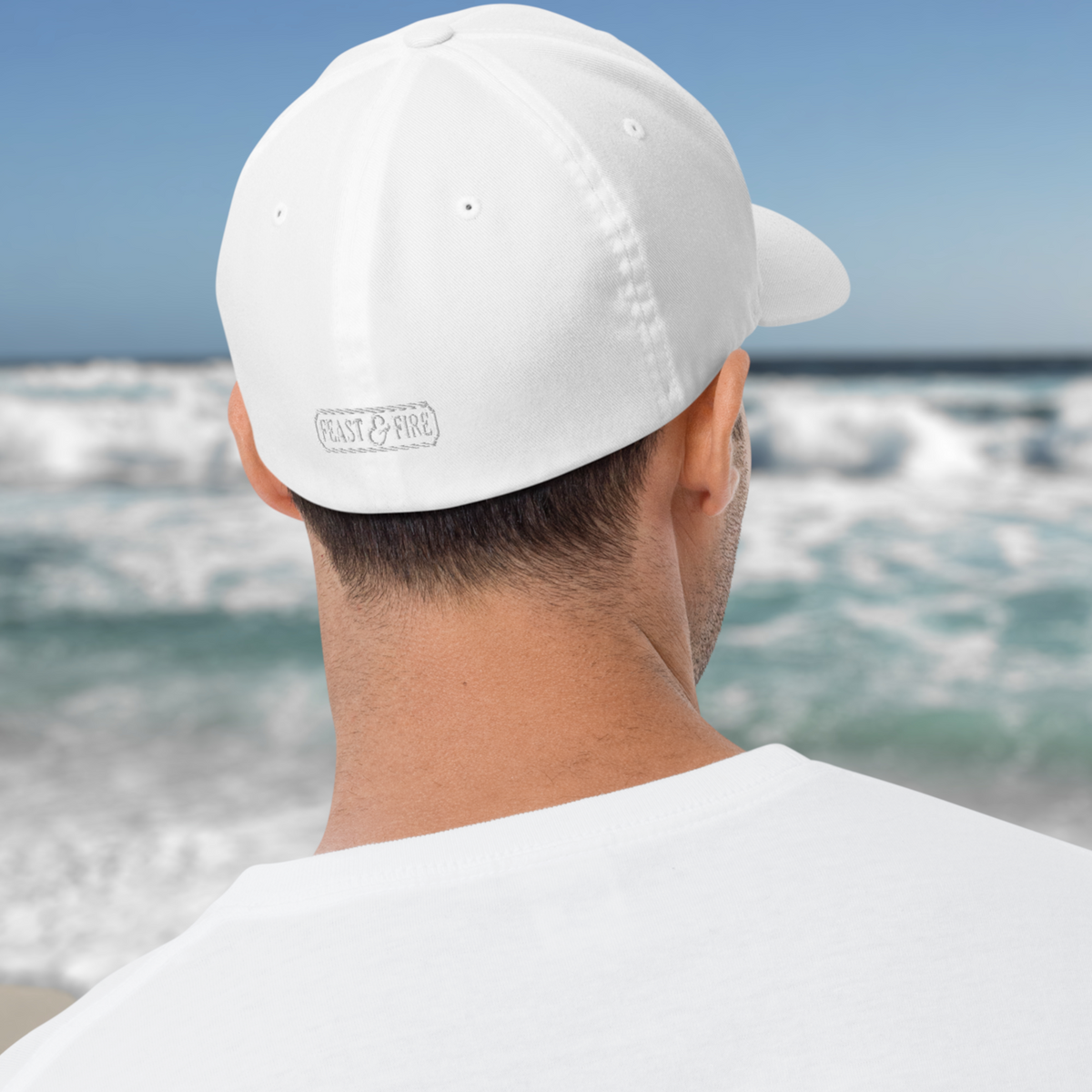 Flexfit Structured Twill Cap - SPECIAL EDITION - GHOST LOGO WHITE - ORANGE FLAME