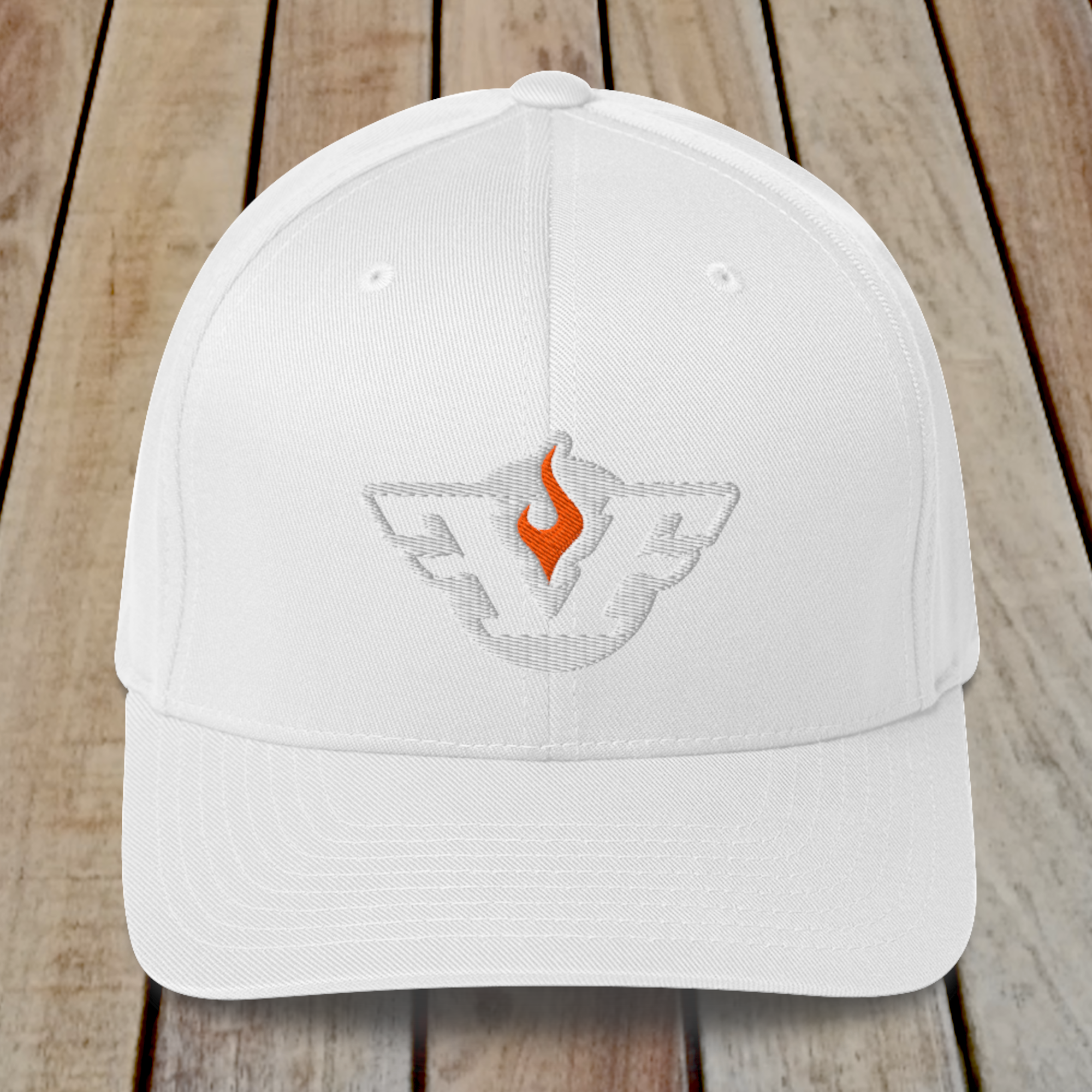 Flexfit Structured Twill Cap - SPECIAL EDITION - GHOST LOGO WHITE - ORANGE FLAME