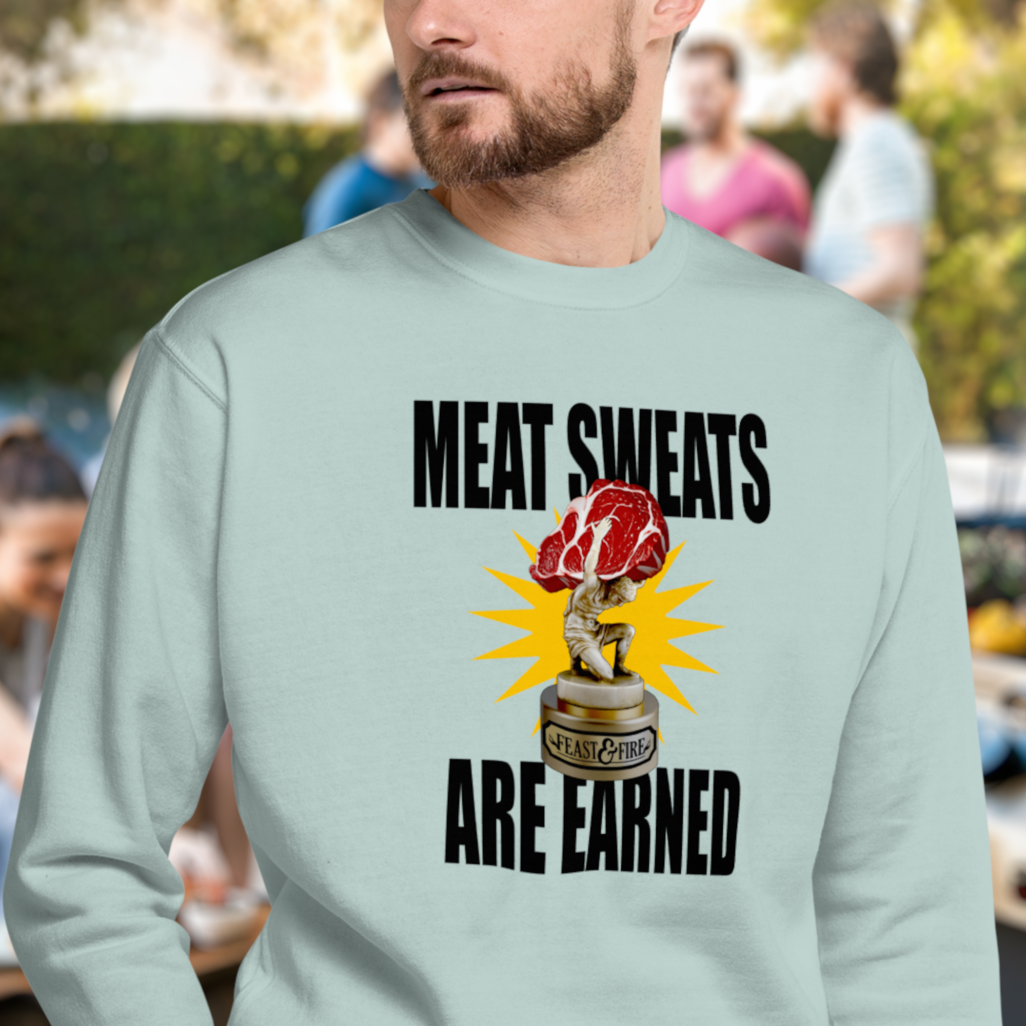 Sweatshirt - MEAT SWEATS - BLACK TEXT
