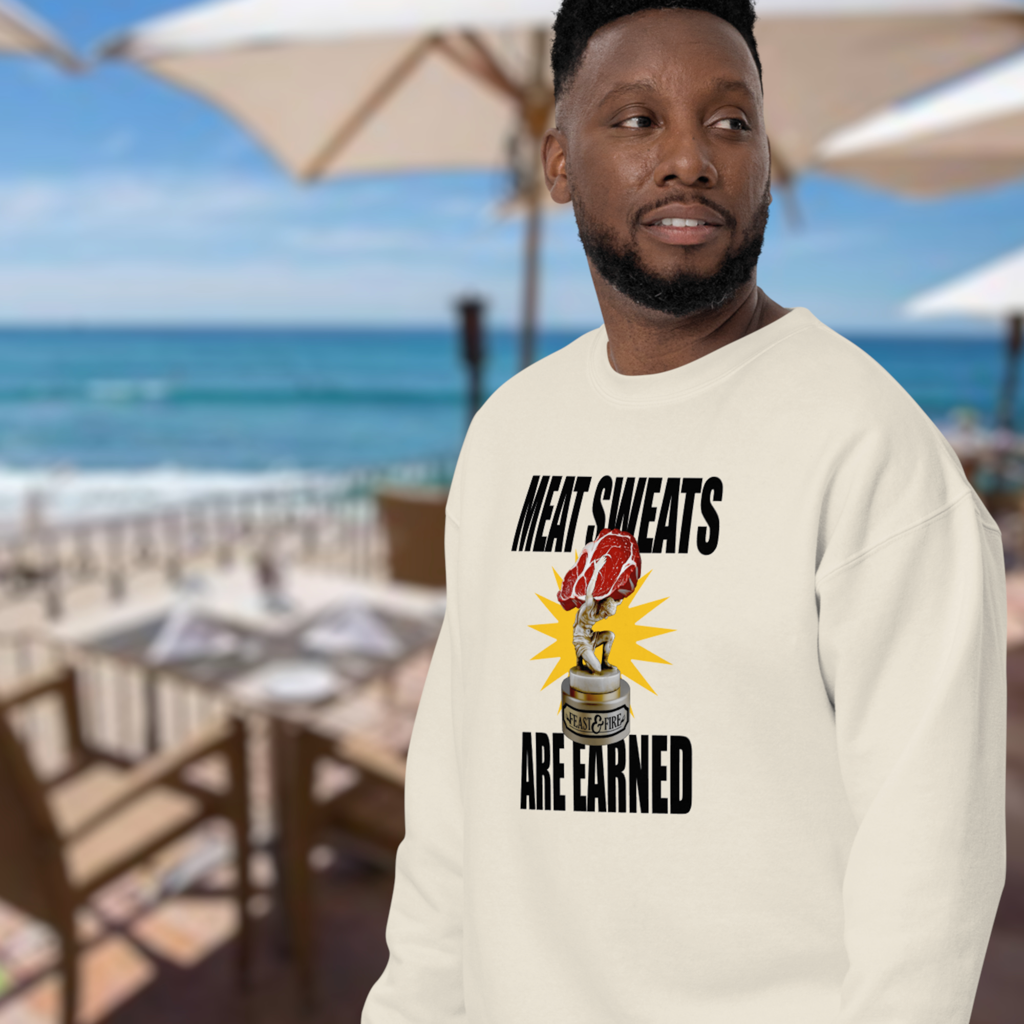 Sweatshirt - MEAT SWEATS - BLACK TEXT