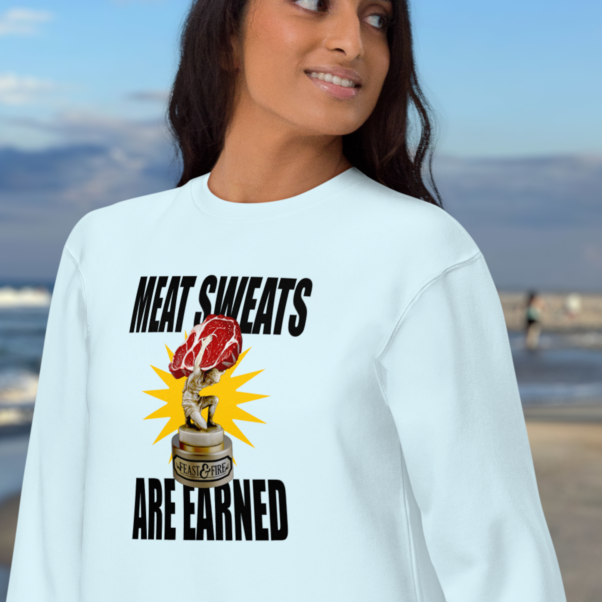 Sweatshirt - MEAT SWEATS - BLACK TEXT