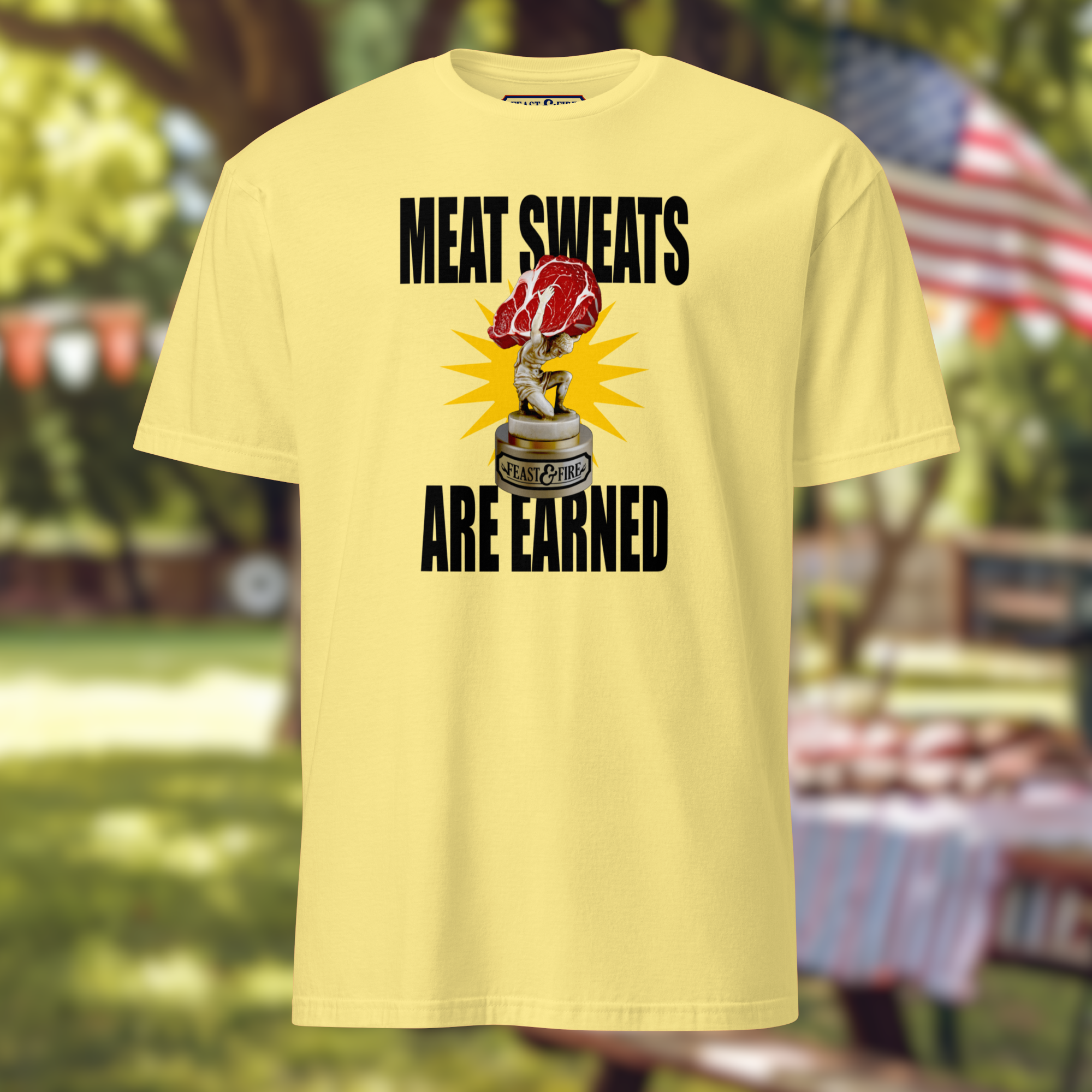 T-Shirt - MEAT SWEATS - BLACK TEXT