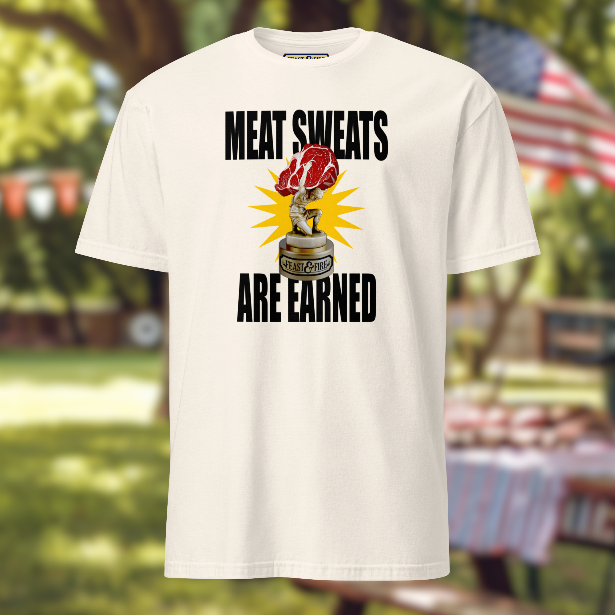 T-Shirt - MEAT SWEATS - BLACK TEXT