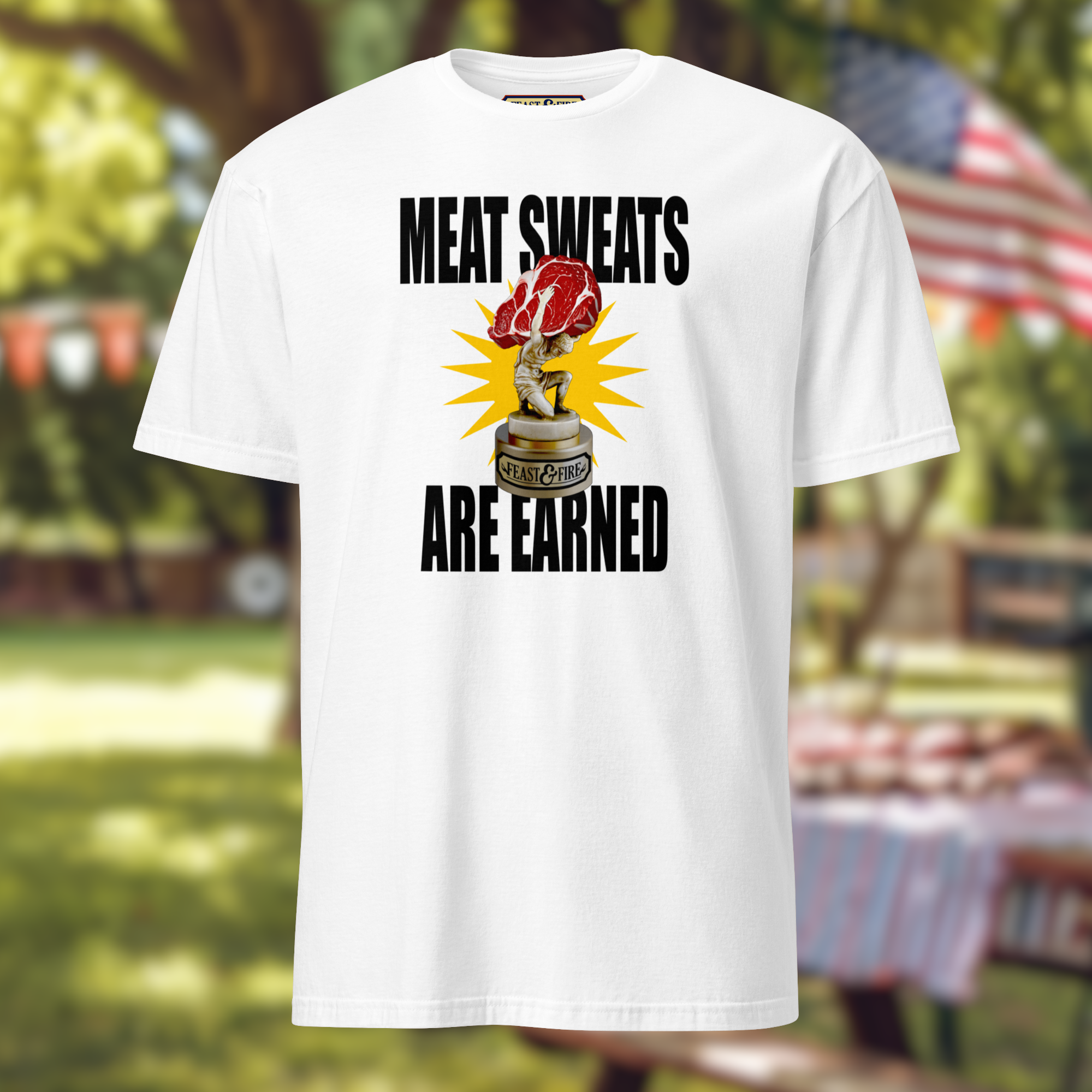 T-Shirt - MEAT SWEATS - BLACK TEXT
