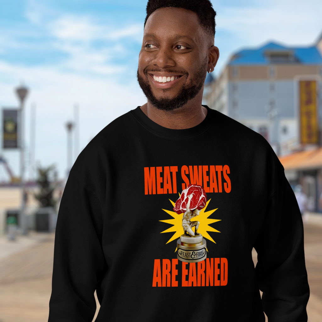 Sweatshirt - MEAT SWEATS - RED TEXT