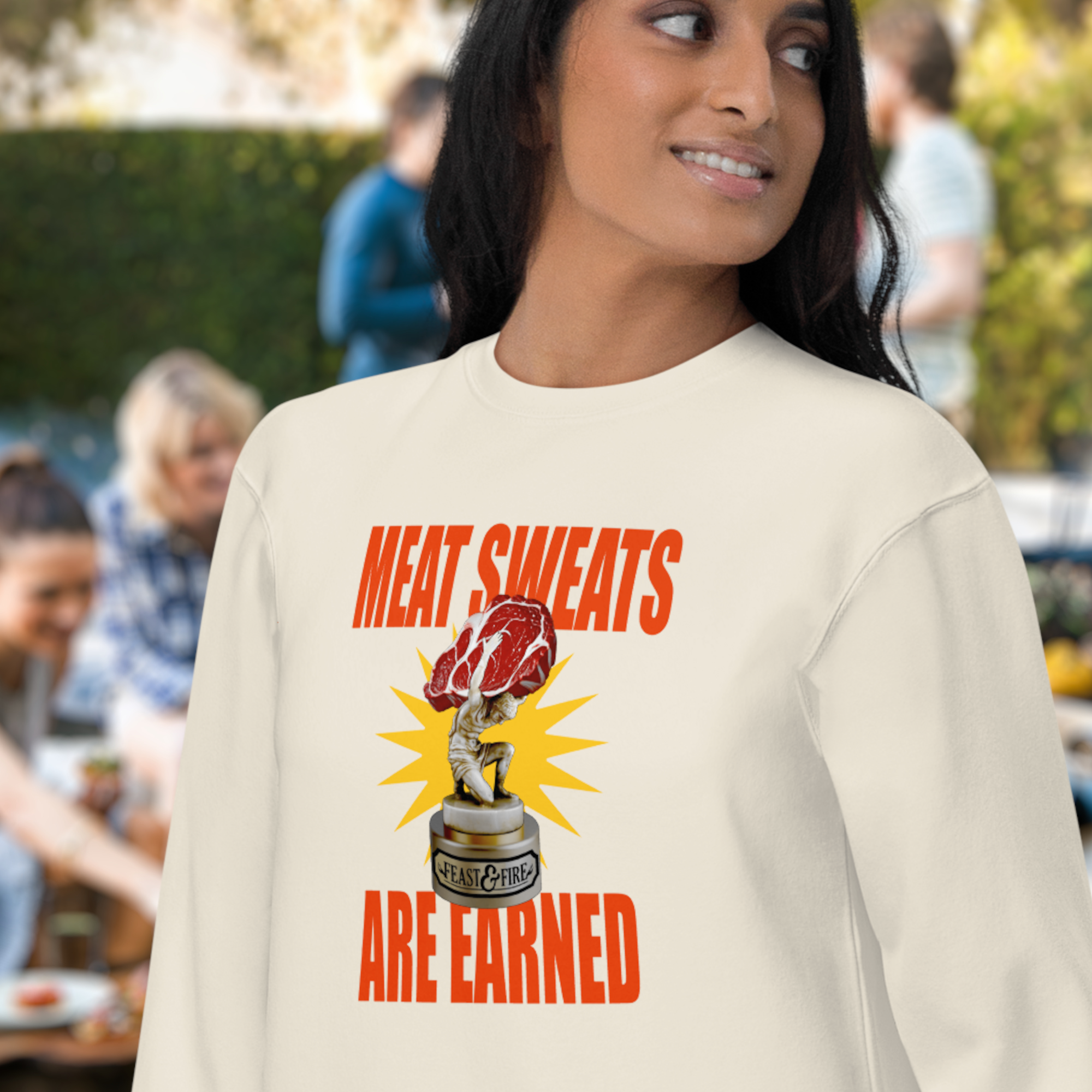 Sweatshirt - MEAT SWEATS - RED TEXT