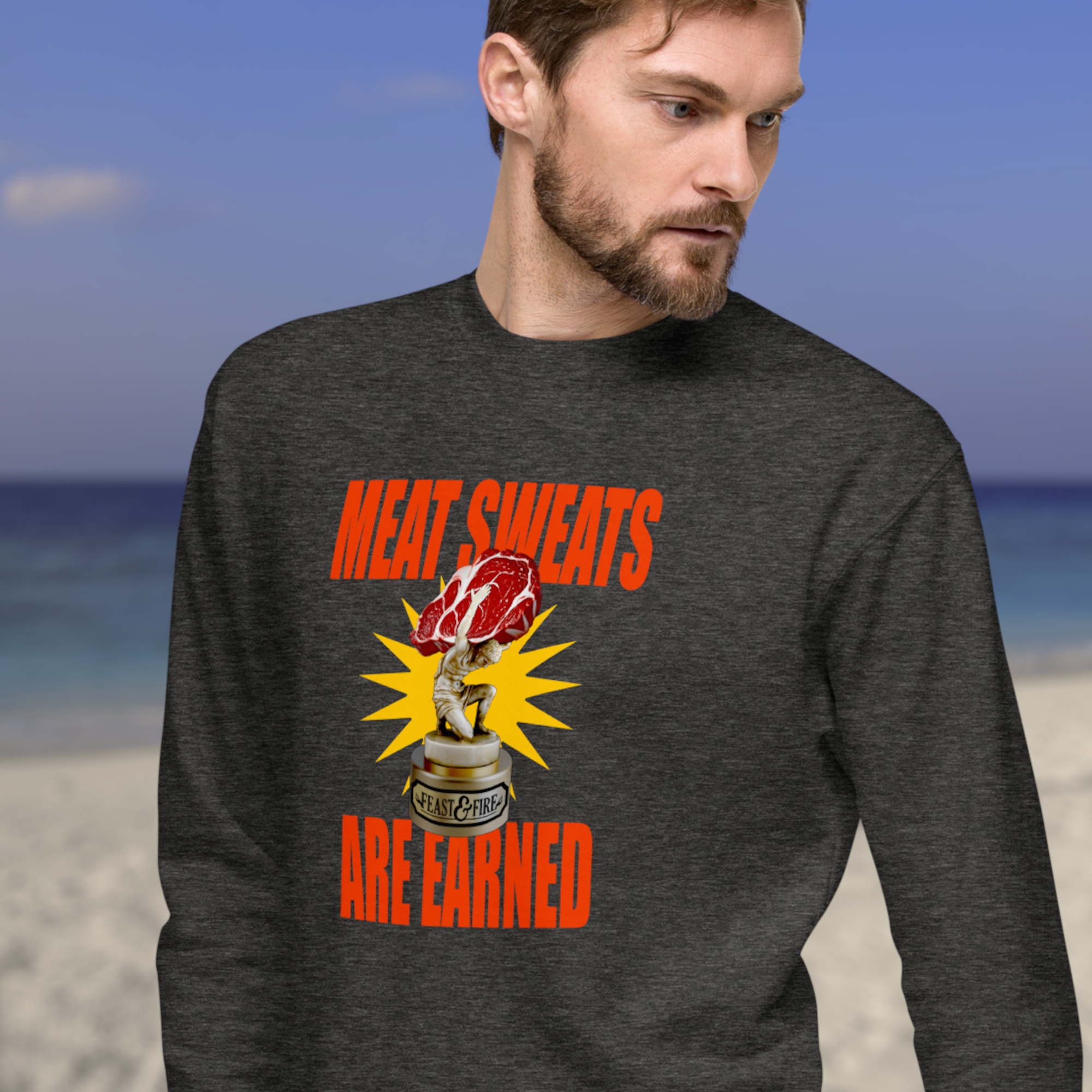 Sweatshirt - MEAT SWEATS - RED TEXT