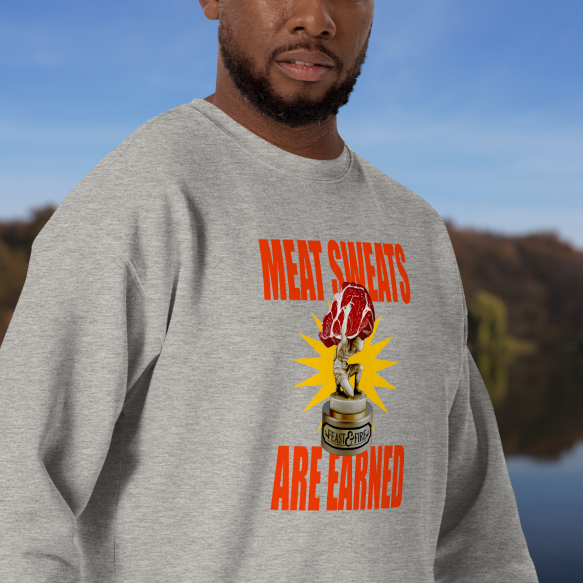 Sweatshirt - MEAT SWEATS - RED TEXT