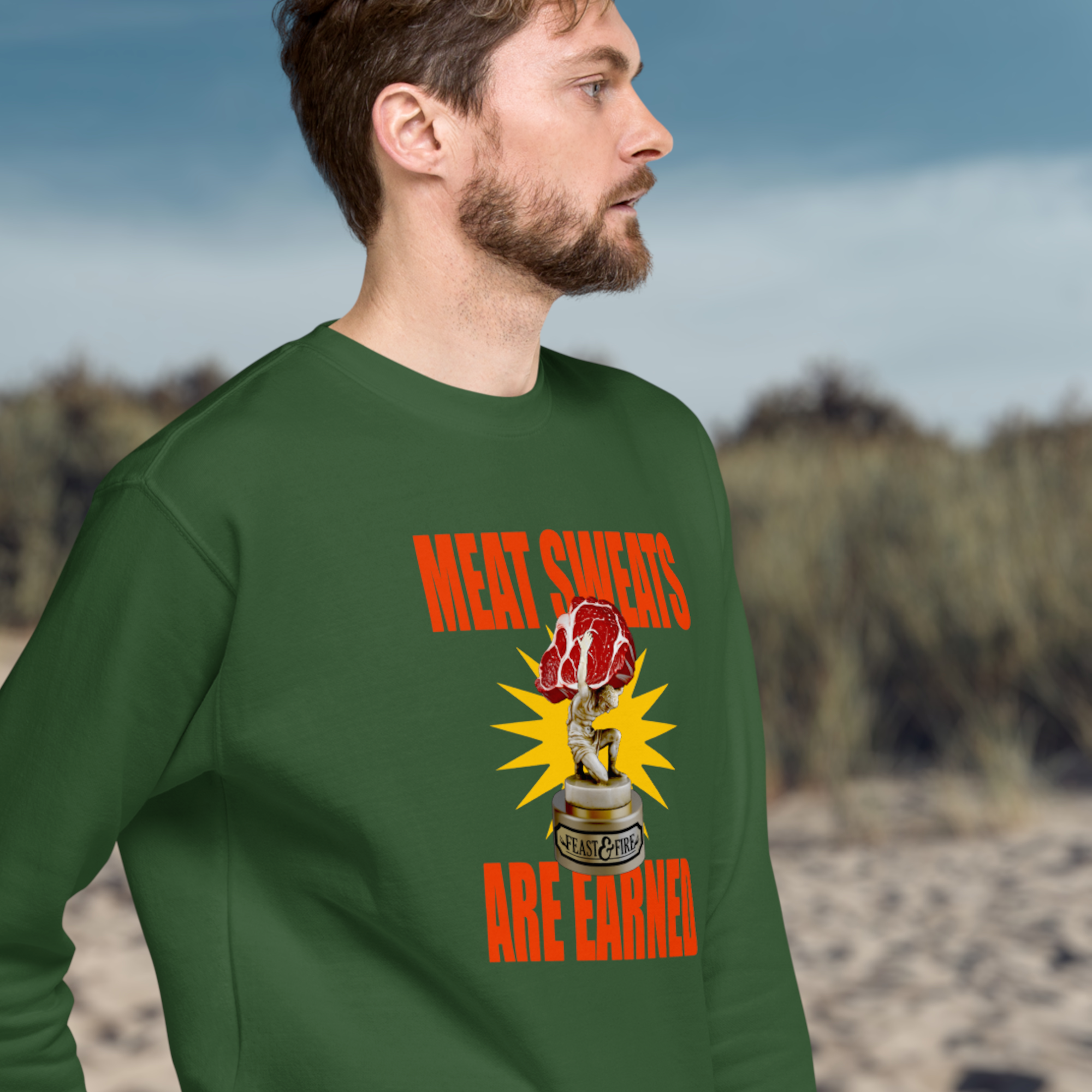 Sweatshirt - MEAT SWEATS - RED TEXT