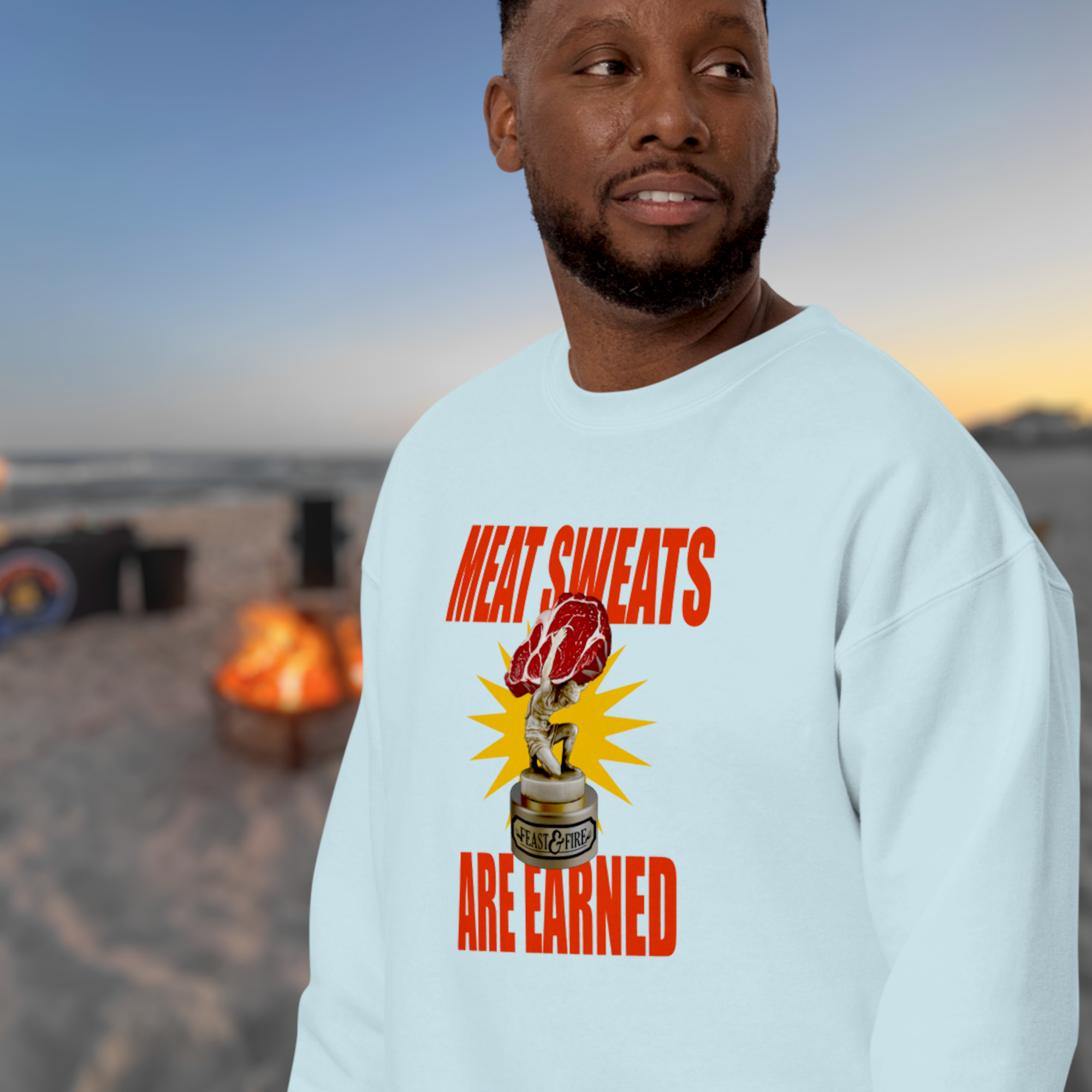 Sweatshirt - MEAT SWEATS - RED TEXT