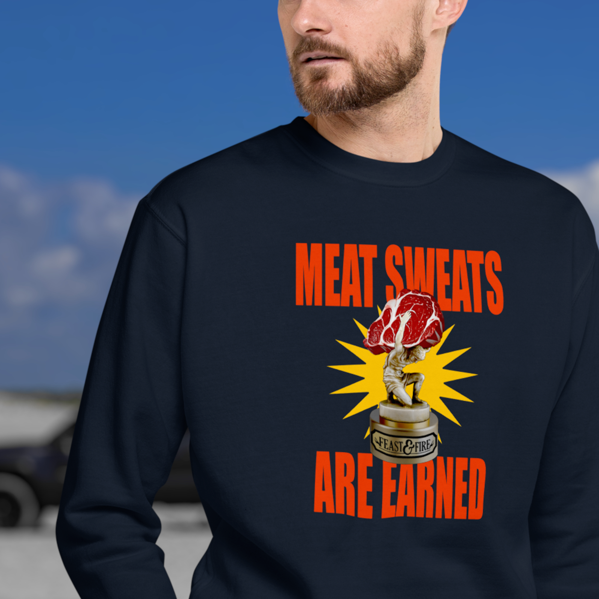 Sweatshirt - MEAT SWEATS - RED TEXT