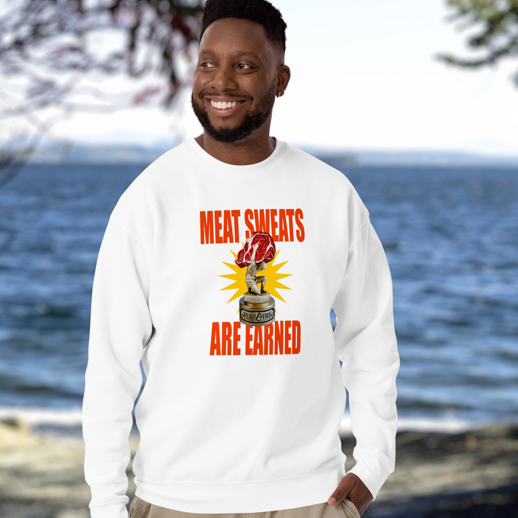 Sweatshirt - MEAT SWEATS - RED TEXT