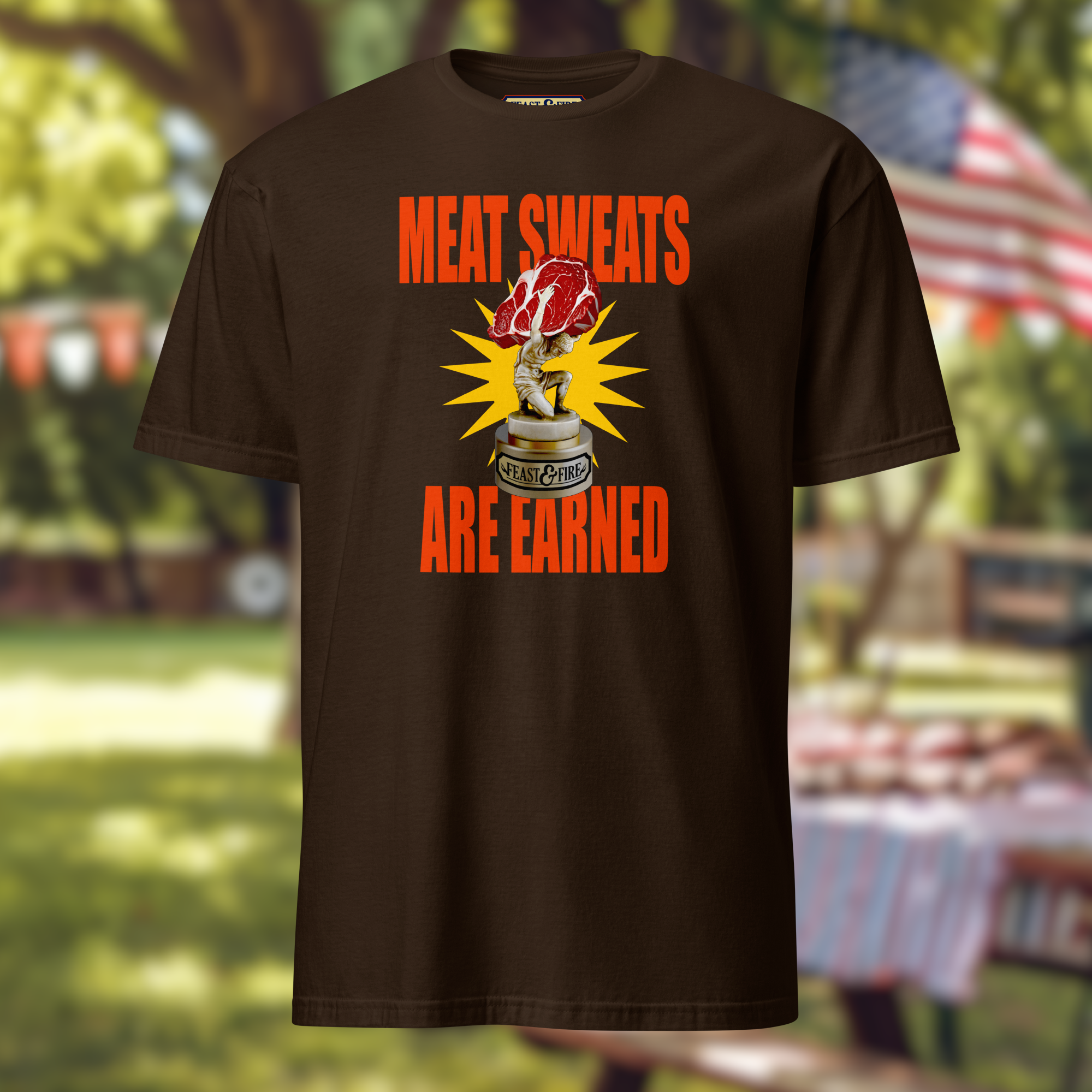 T-Shirt - MEAT SWEATS - RED TEXT