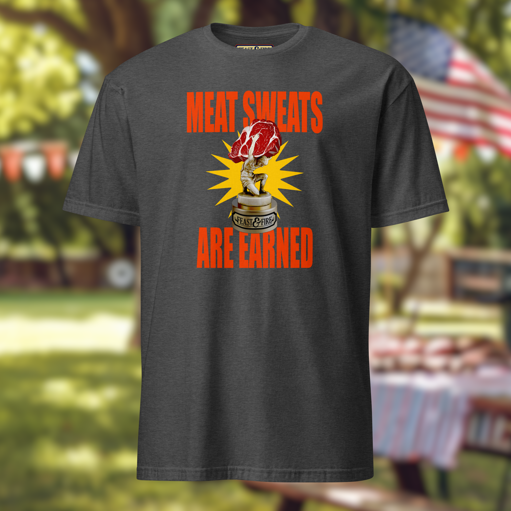 T-Shirt - MEAT SWEATS - RED TEXT