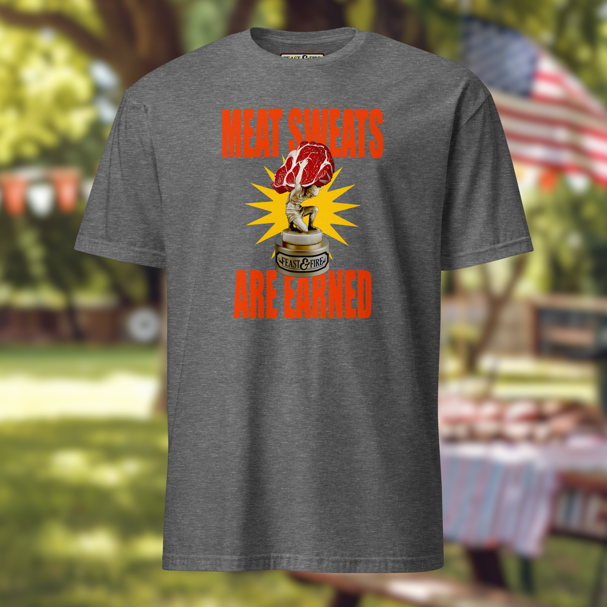 T-Shirt - MEAT SWEATS - RED TEXT