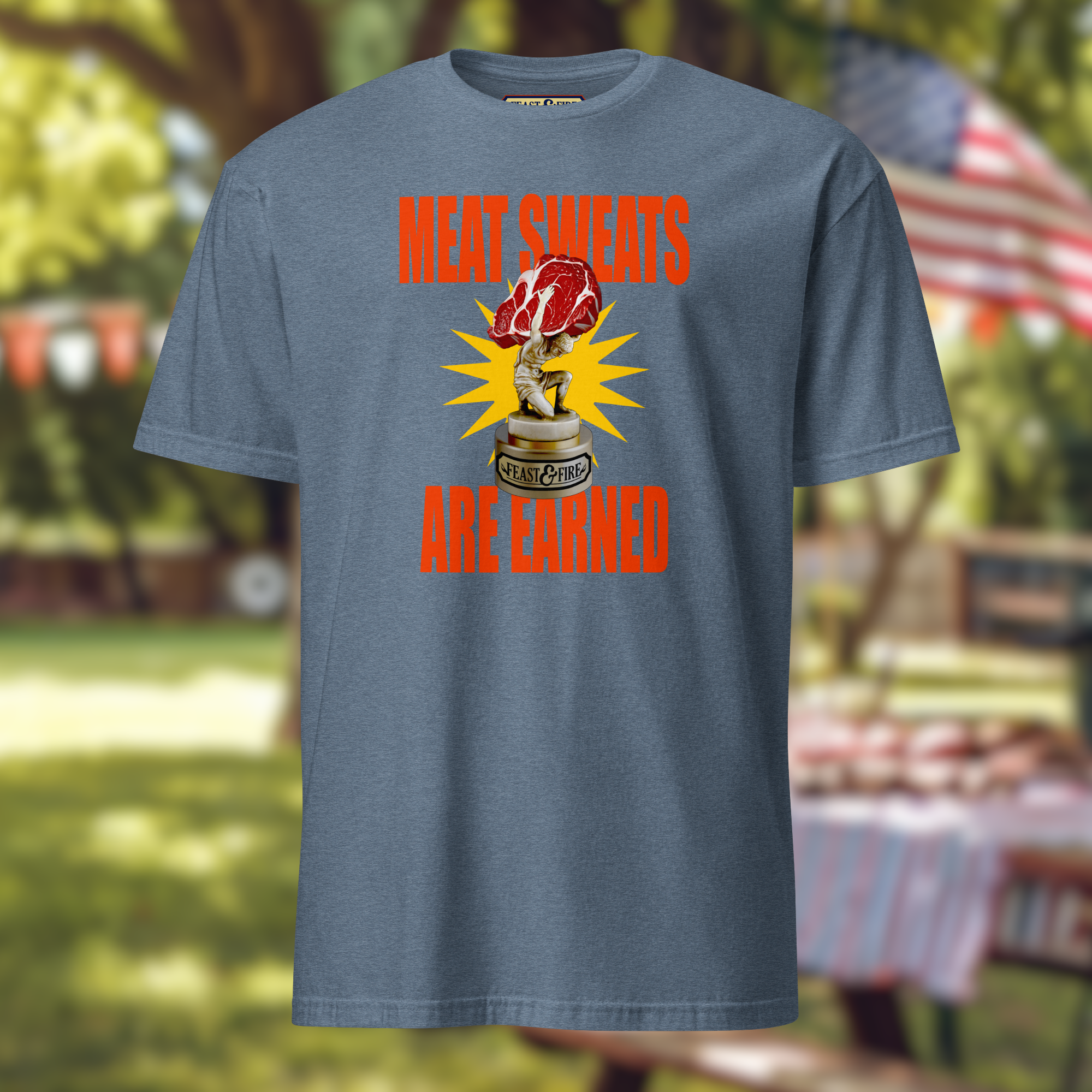 T-Shirt - MEAT SWEATS - RED TEXT