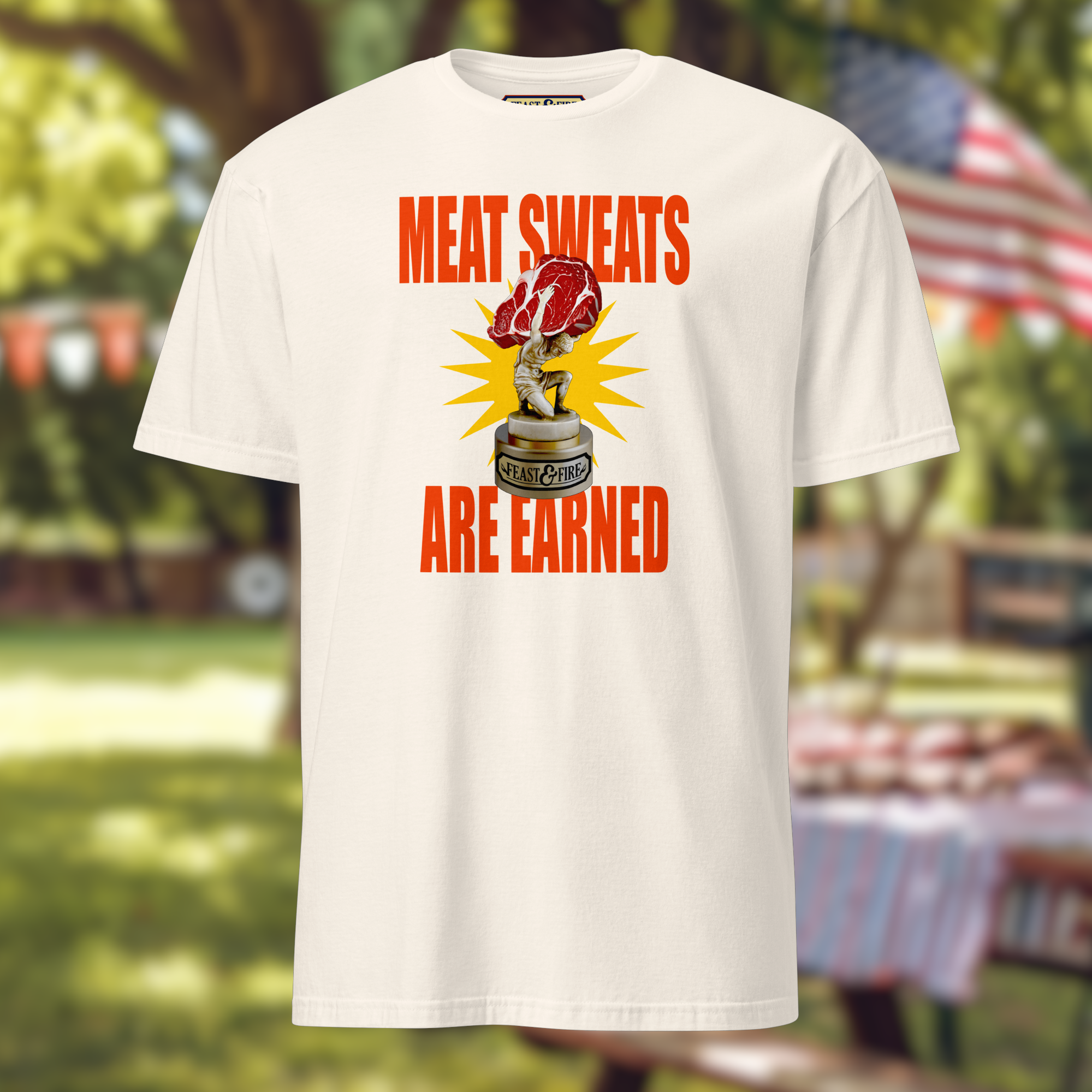 T-Shirt - MEAT SWEATS - RED TEXT