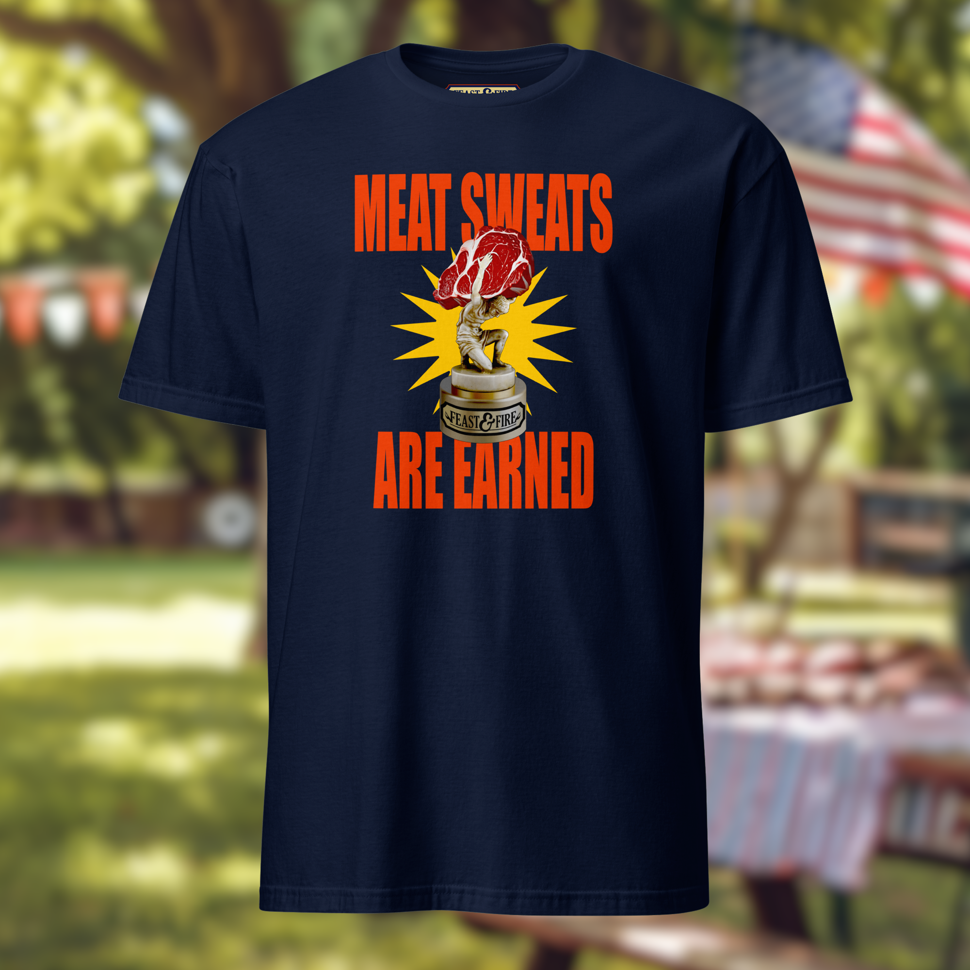 T-Shirt - MEAT SWEATS - RED TEXT