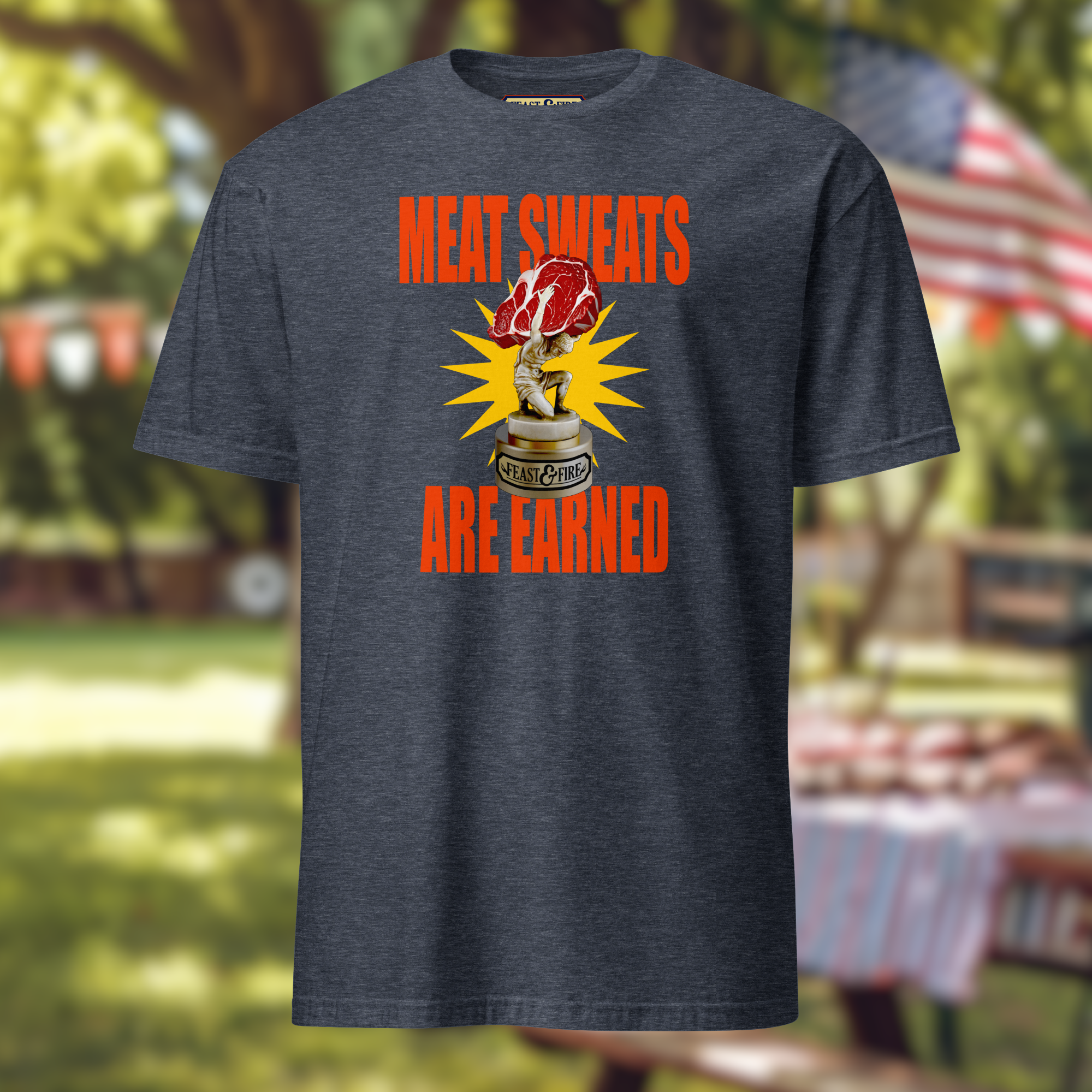 T-Shirt - MEAT SWEATS - RED TEXT