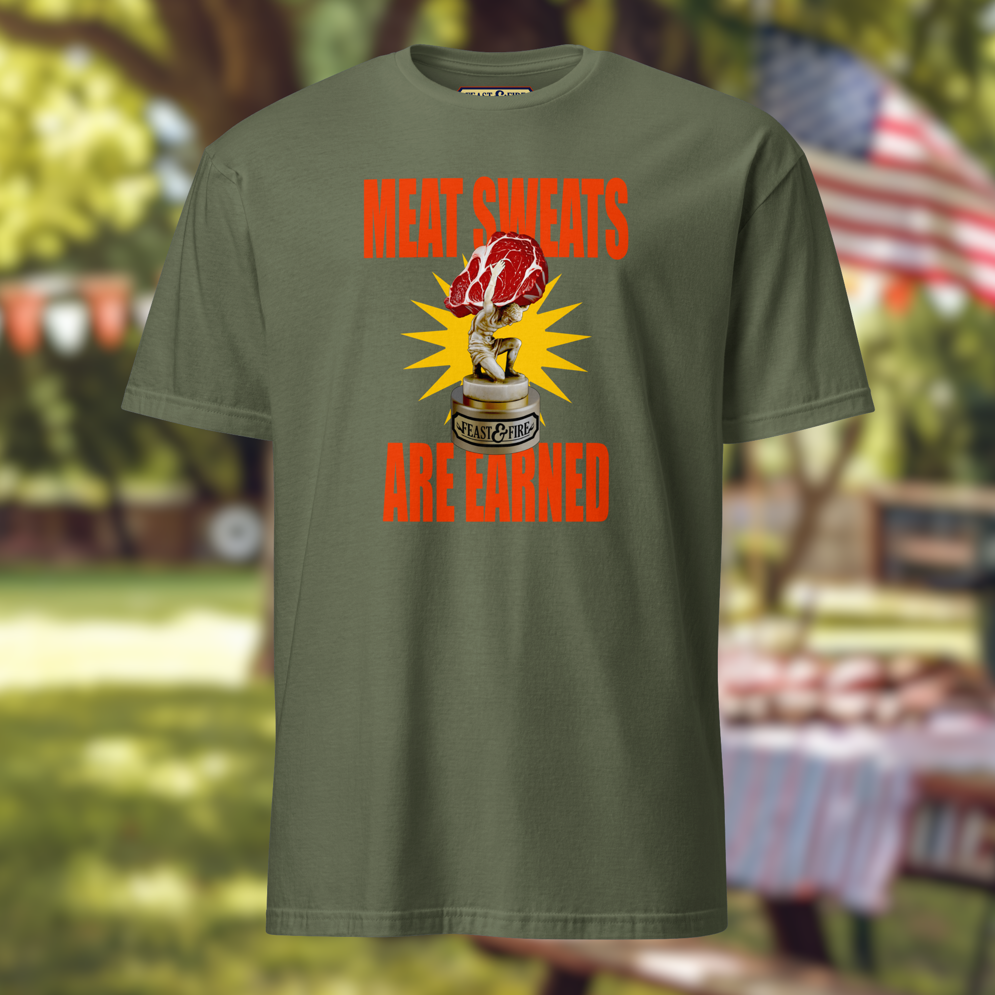 T-Shirt - MEAT SWEATS - RED TEXT