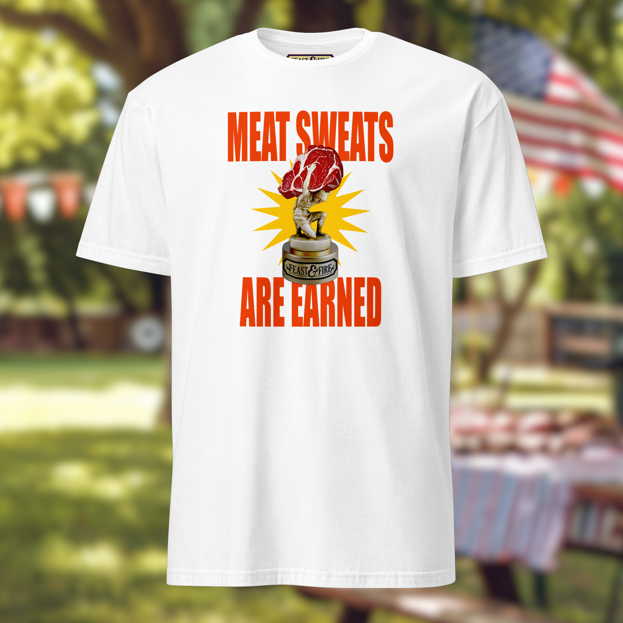 T-Shirt - MEAT SWEATS - RED TEXT
