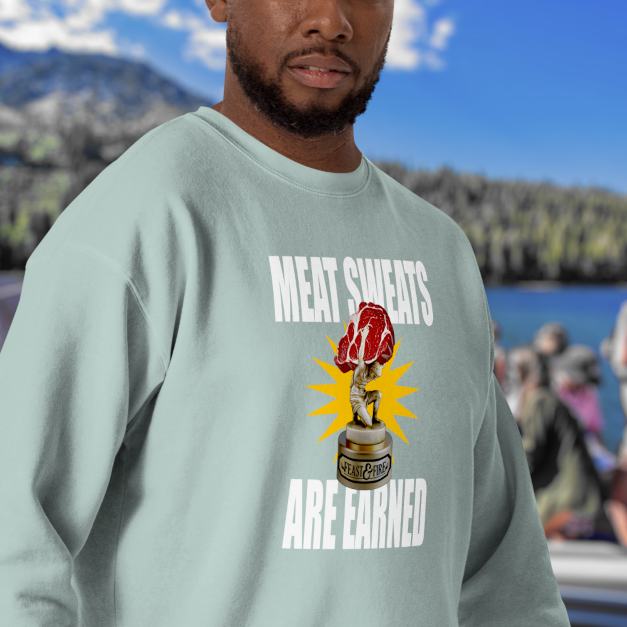 Sweatshirt - MEAT SWEATS - WHITE TEXT