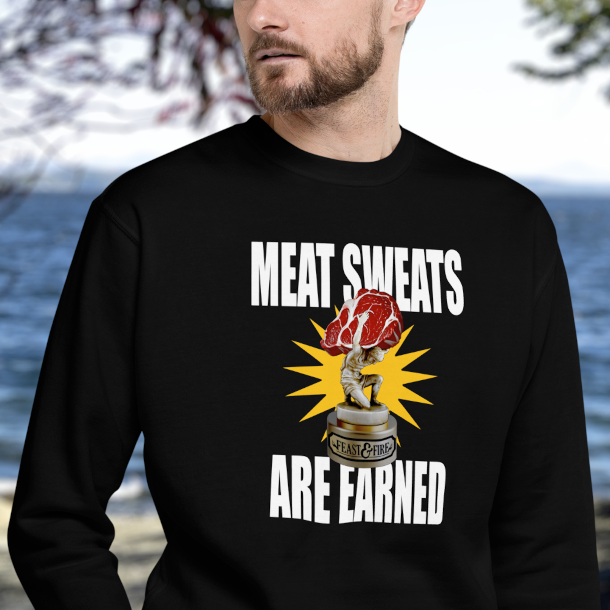 Sweatshirt - MEAT SWEATS - WHITE TEXT