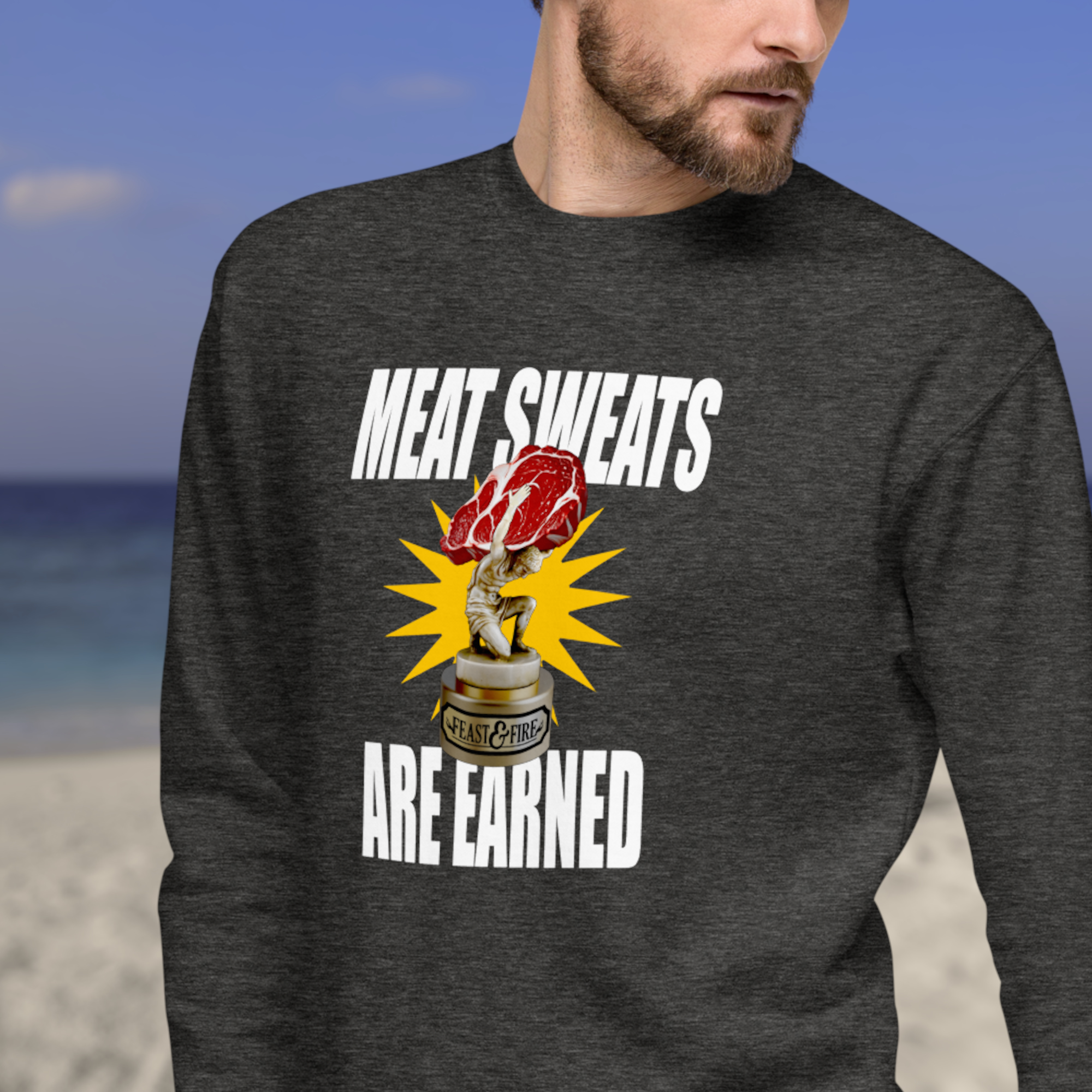 Sweatshirt - MEAT SWEATS - WHITE TEXT