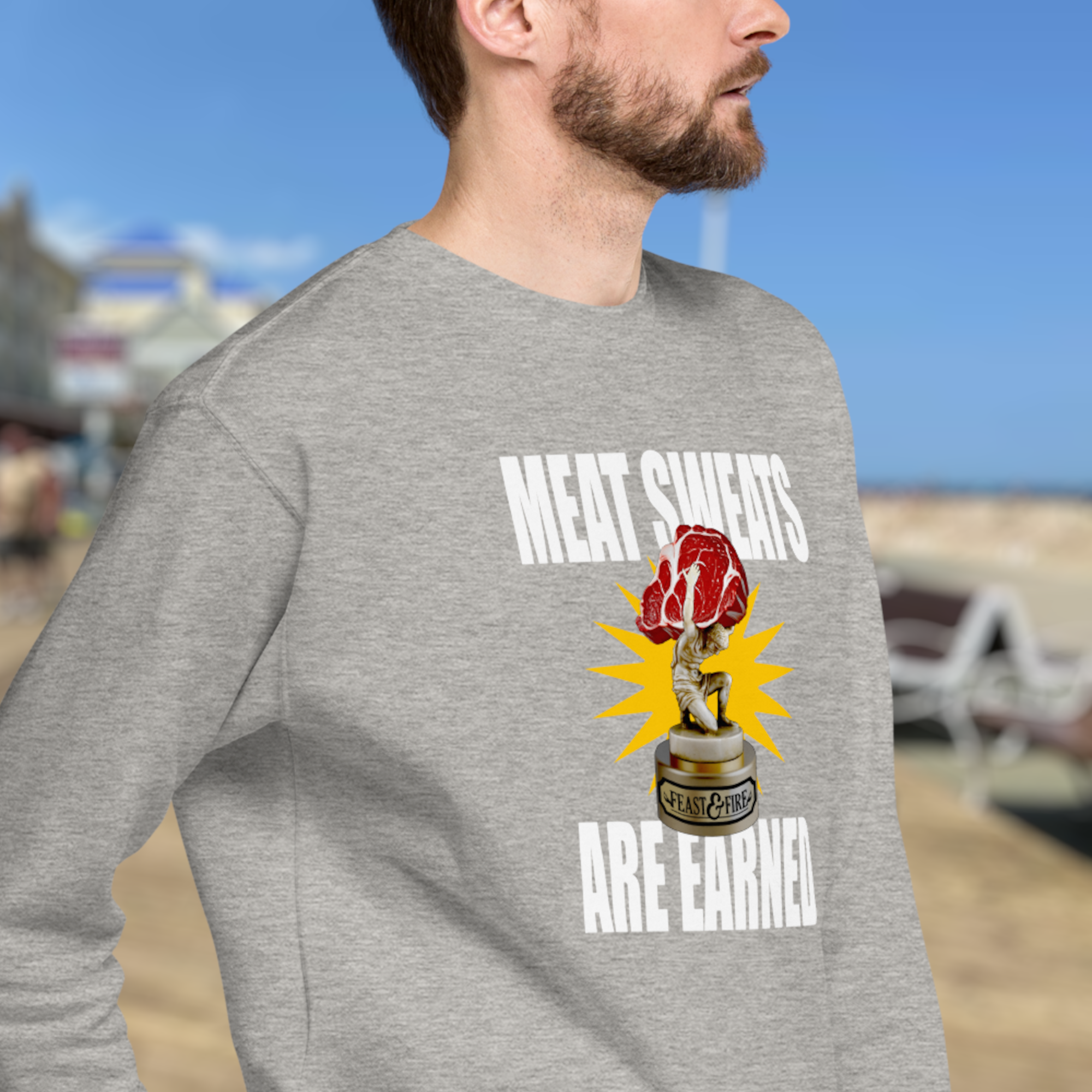 Sweatshirt - MEAT SWEATS - WHITE TEXT