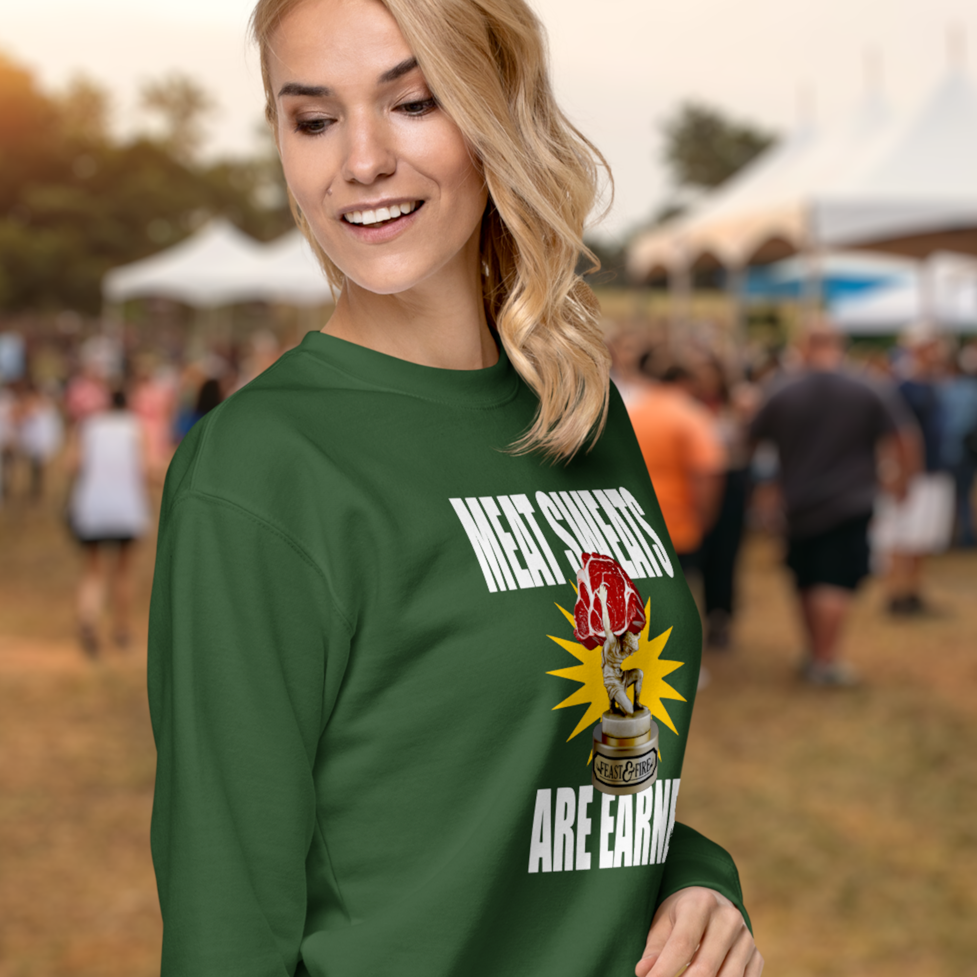 Sweatshirt - MEAT SWEATS - WHITE TEXT
