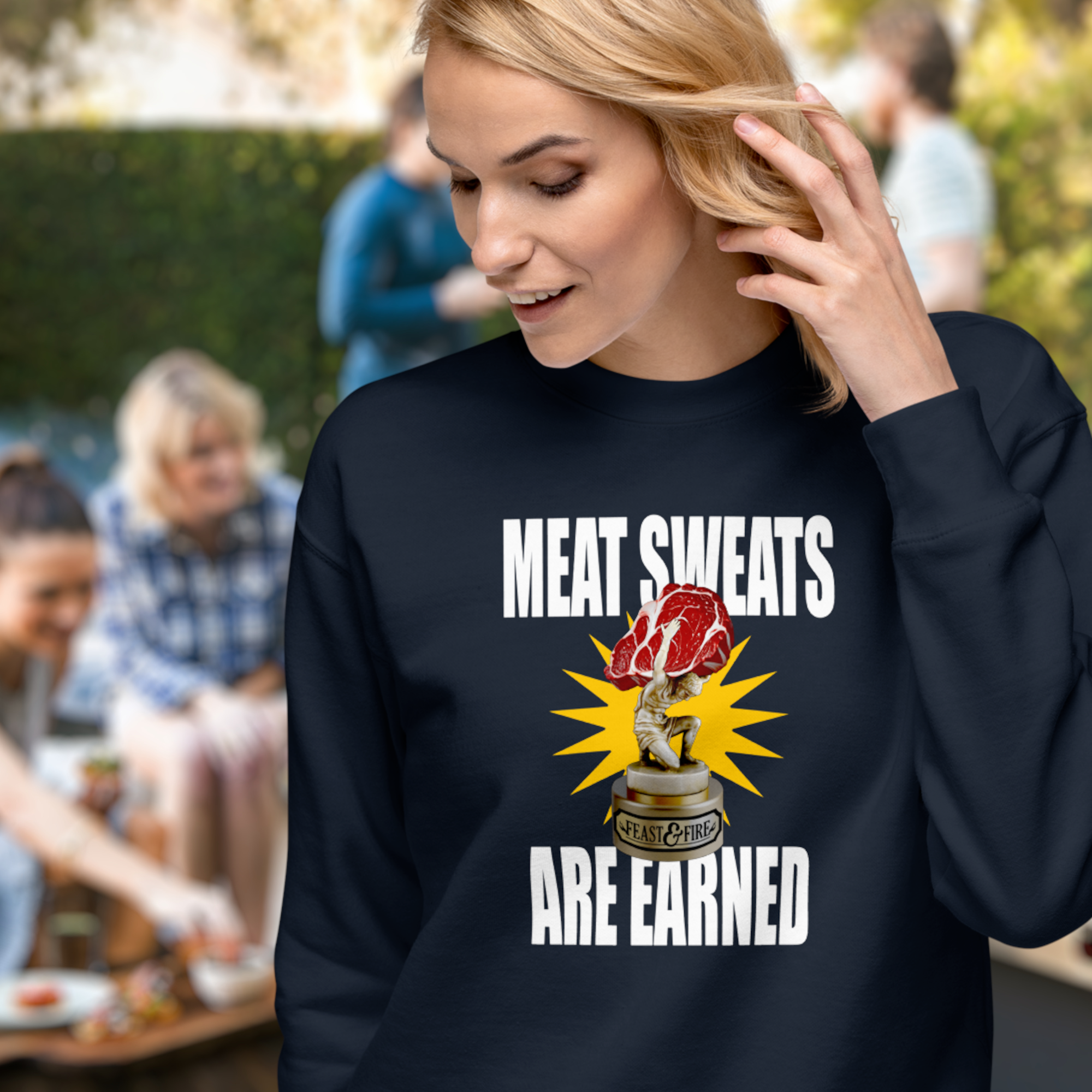 Sweatshirt - MEAT SWEATS - WHITE TEXT