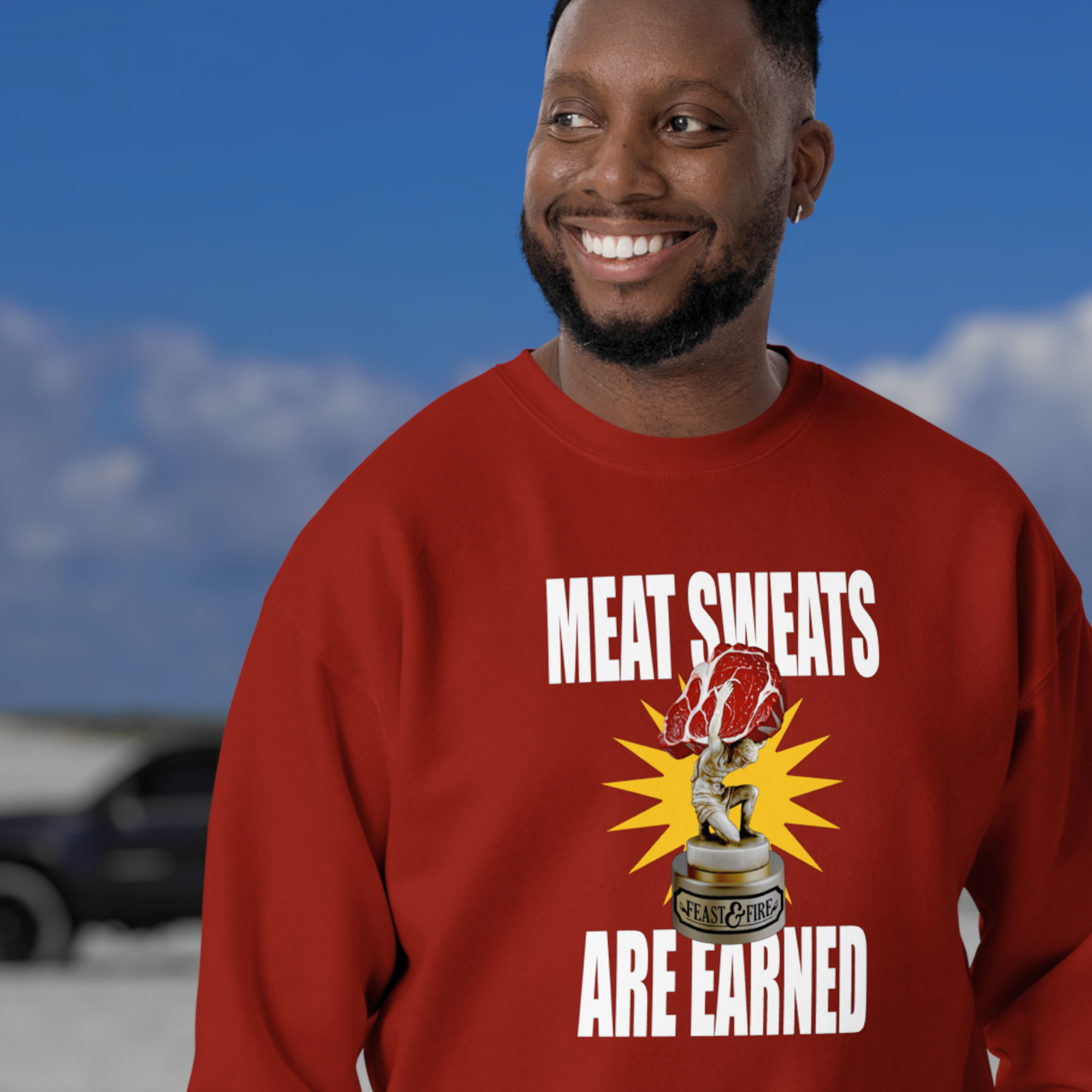 Sweatshirt - MEAT SWEATS - WHITE TEXT