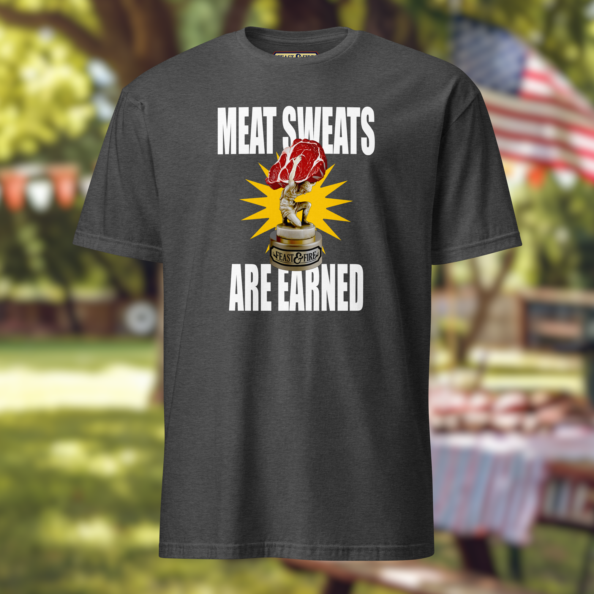T-Shirt - MEAT SWEATS - WHITE TEXT
