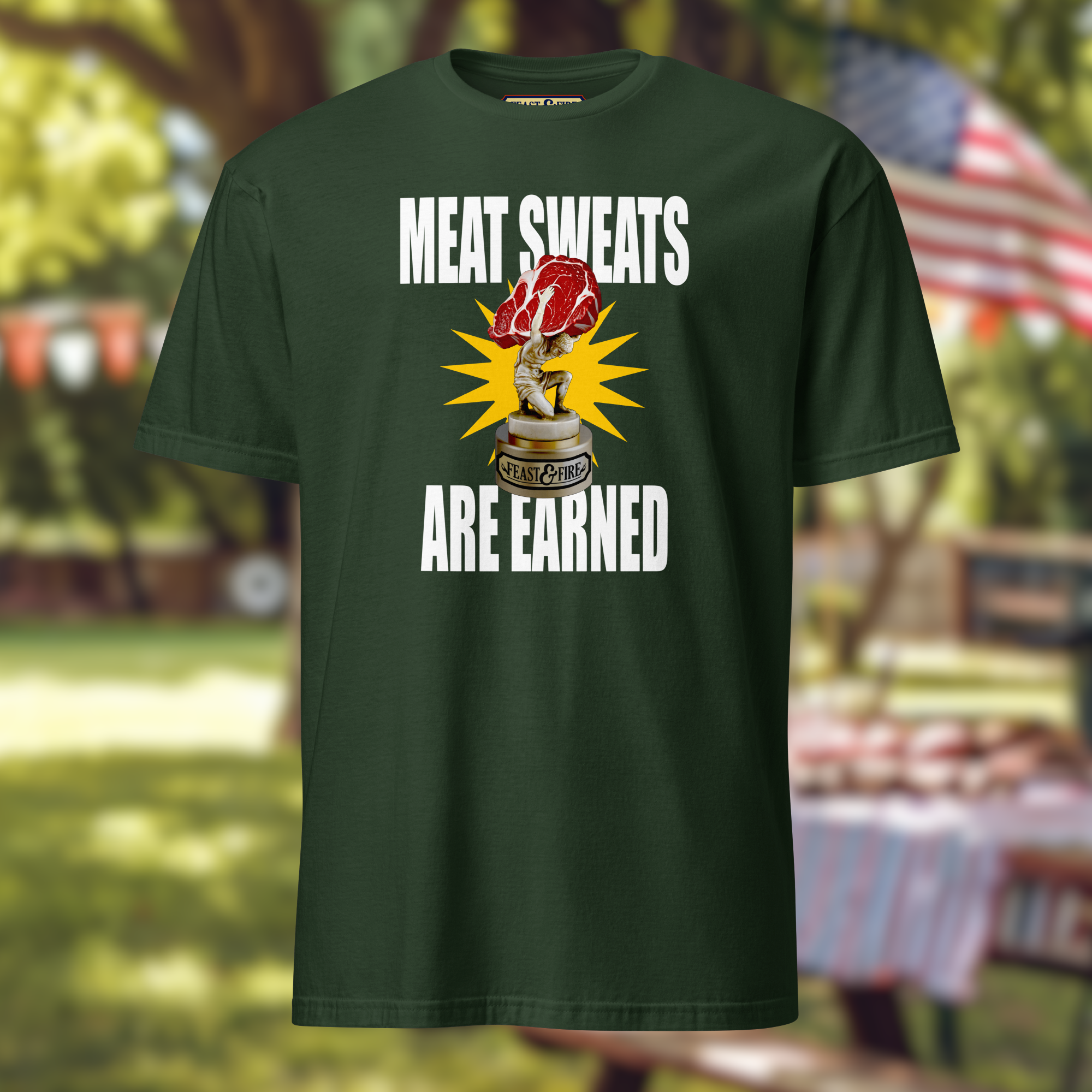 T-Shirt - MEAT SWEATS - WHITE TEXT