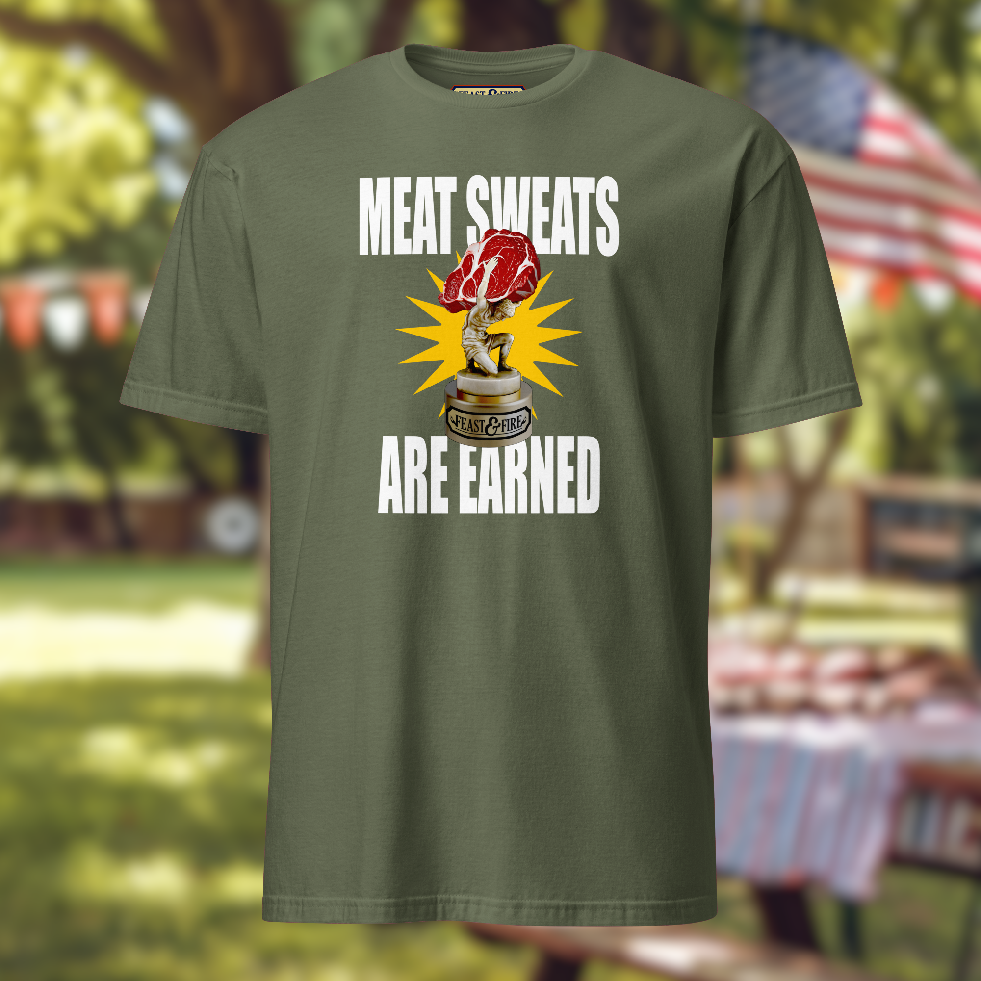 T-Shirt - MEAT SWEATS - WHITE TEXT