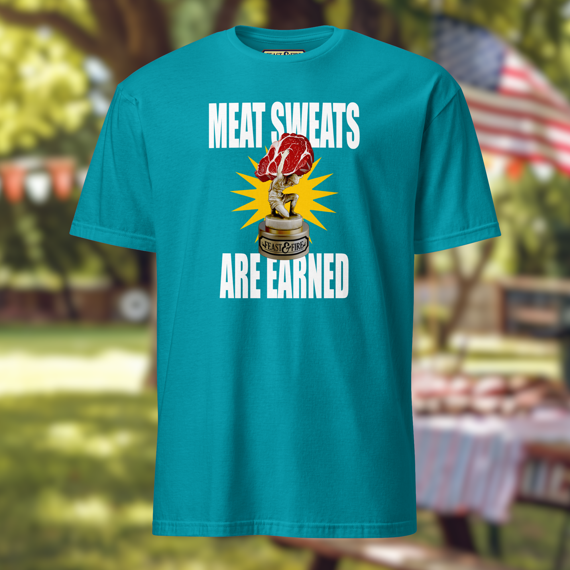 T-Shirt - MEAT SWEATS - WHITE TEXT