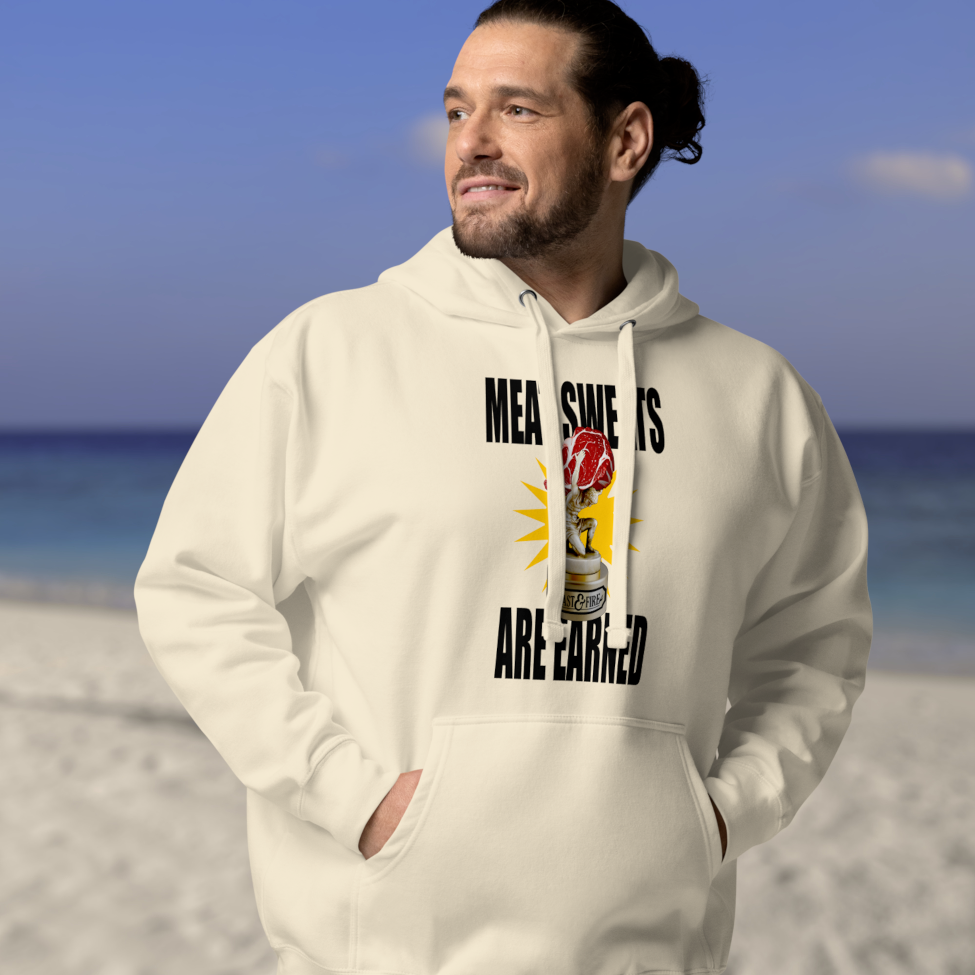 Hoodie - MEAT SWEATS BLACK TEXT
