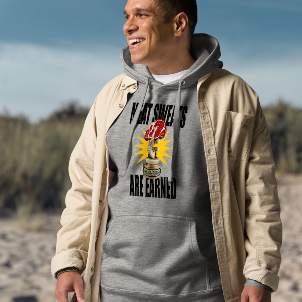 Hoodie - MEAT SWEATS BLACK TEXT