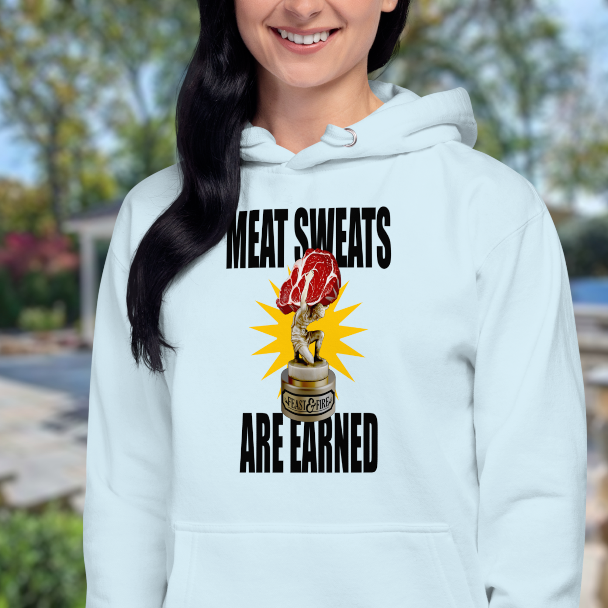 Hoodie - MEAT SWEATS BLACK TEXT