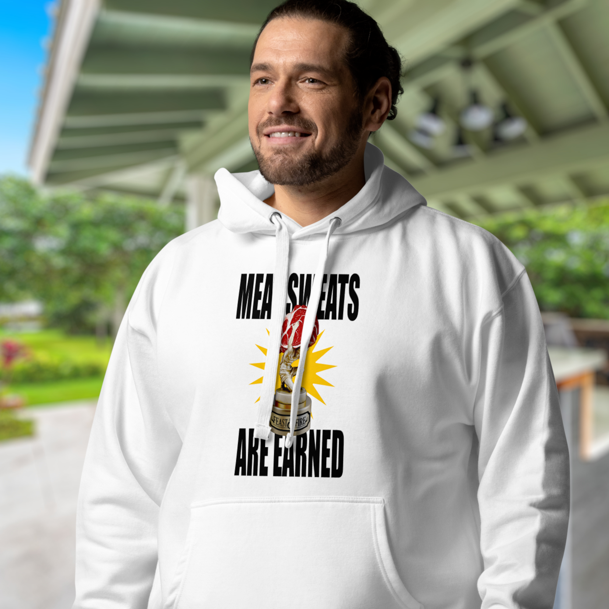 Hoodie - MEAT SWEATS BLACK TEXT