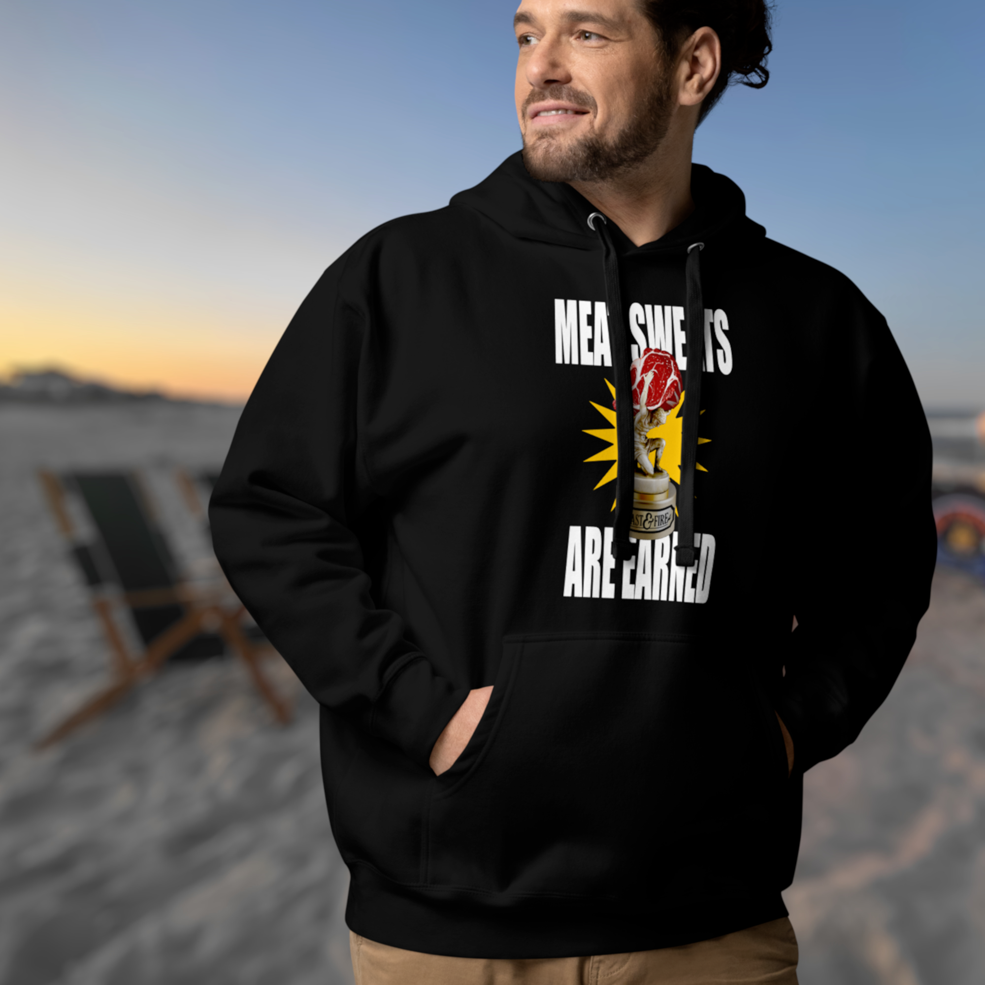 Hoodie - MEAT SWEATS WHITE TEXT
