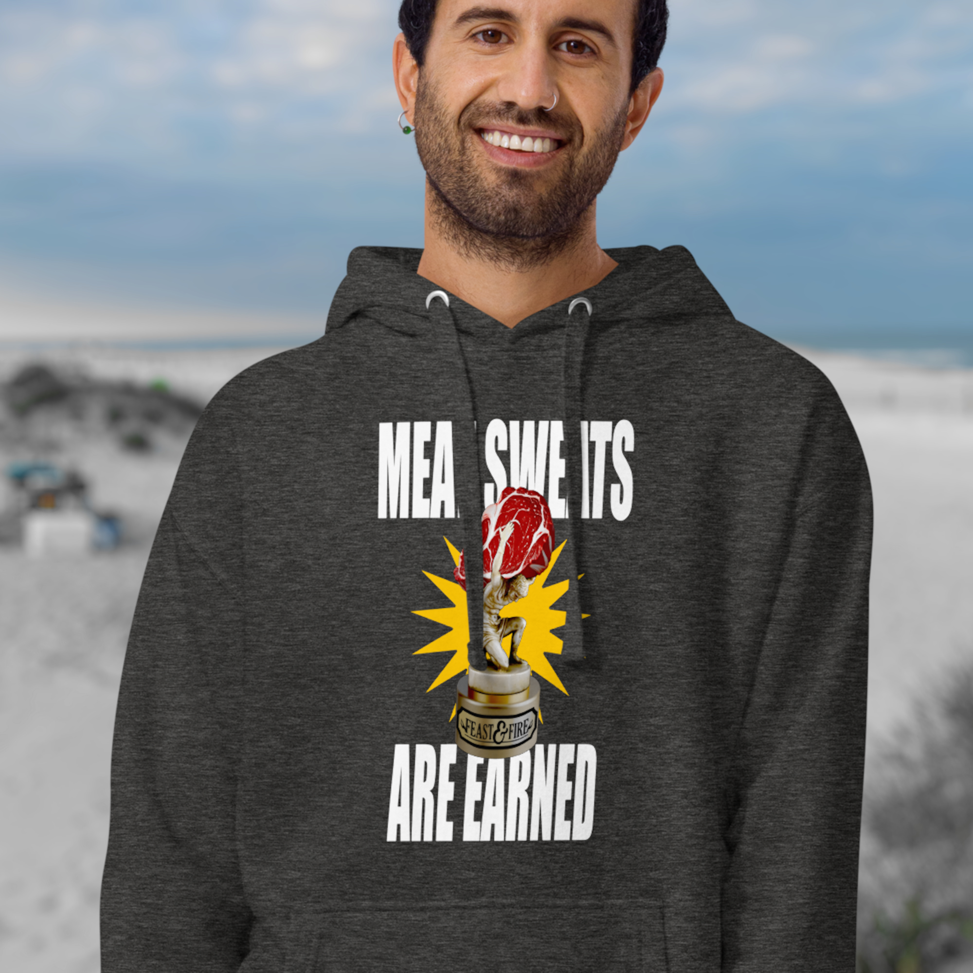 Hoodie - MEAT SWEATS WHITE TEXT