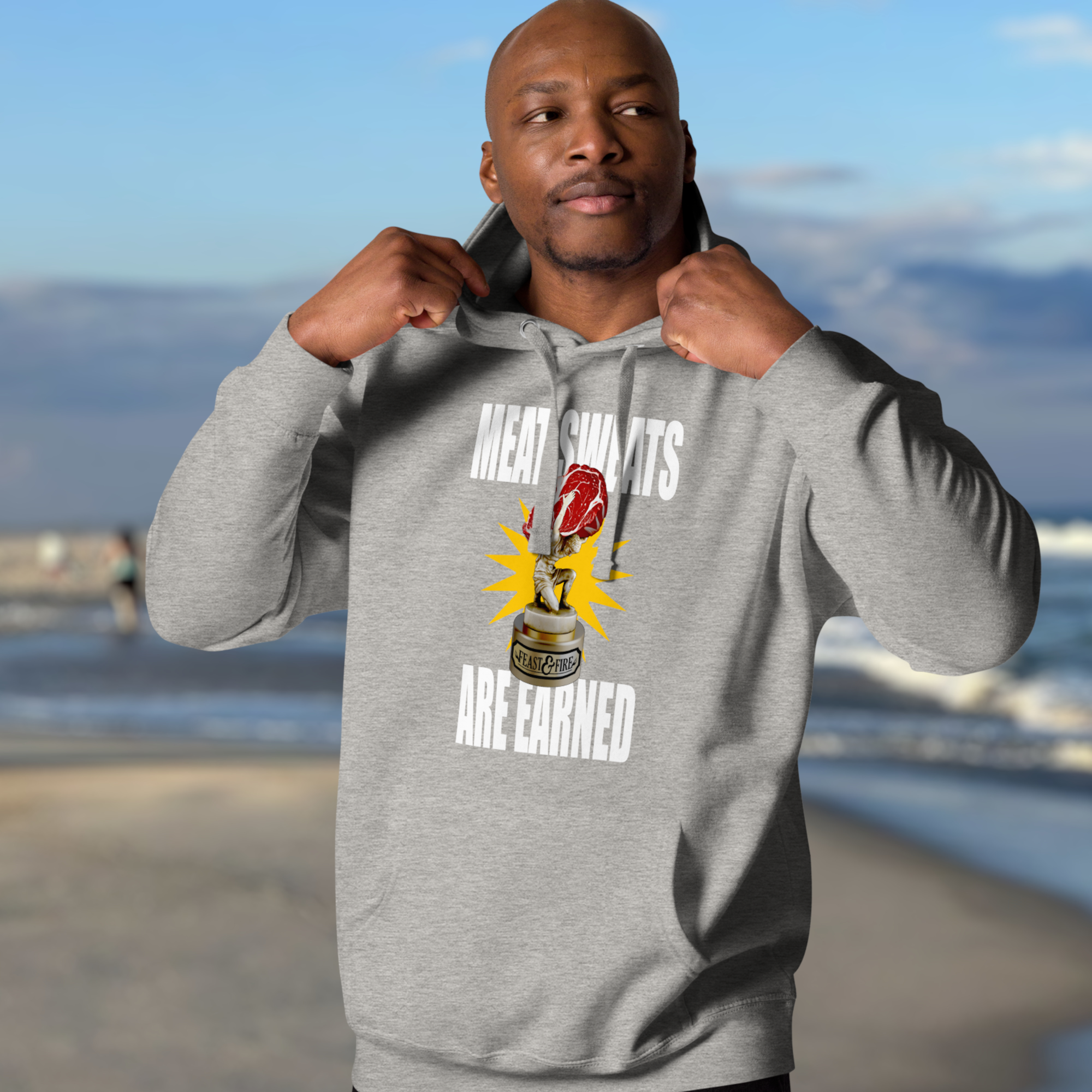 Hoodie - MEAT SWEATS WHITE TEXT
