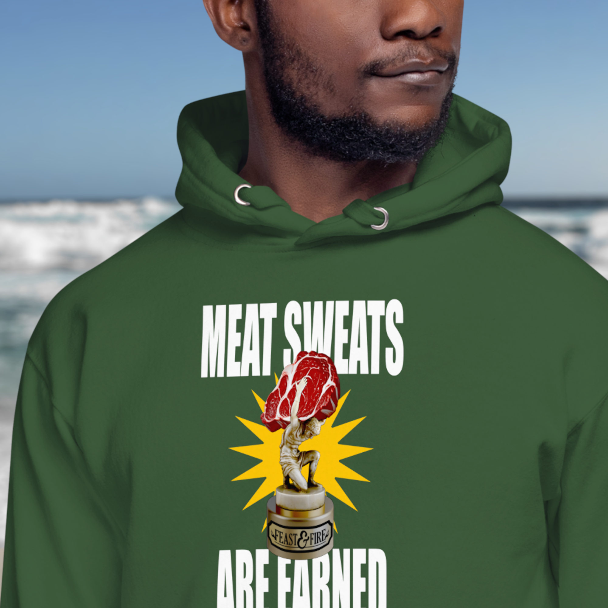 Hoodie - MEAT SWEATS WHITE TEXT