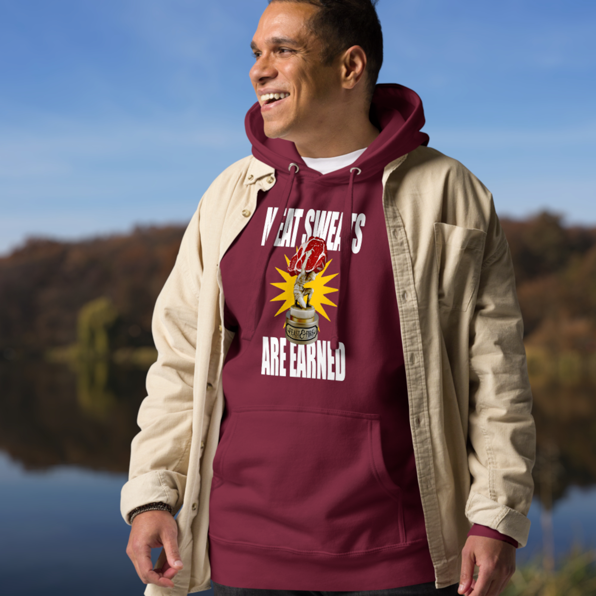 Hoodie - MEAT SWEATS WHITE TEXT