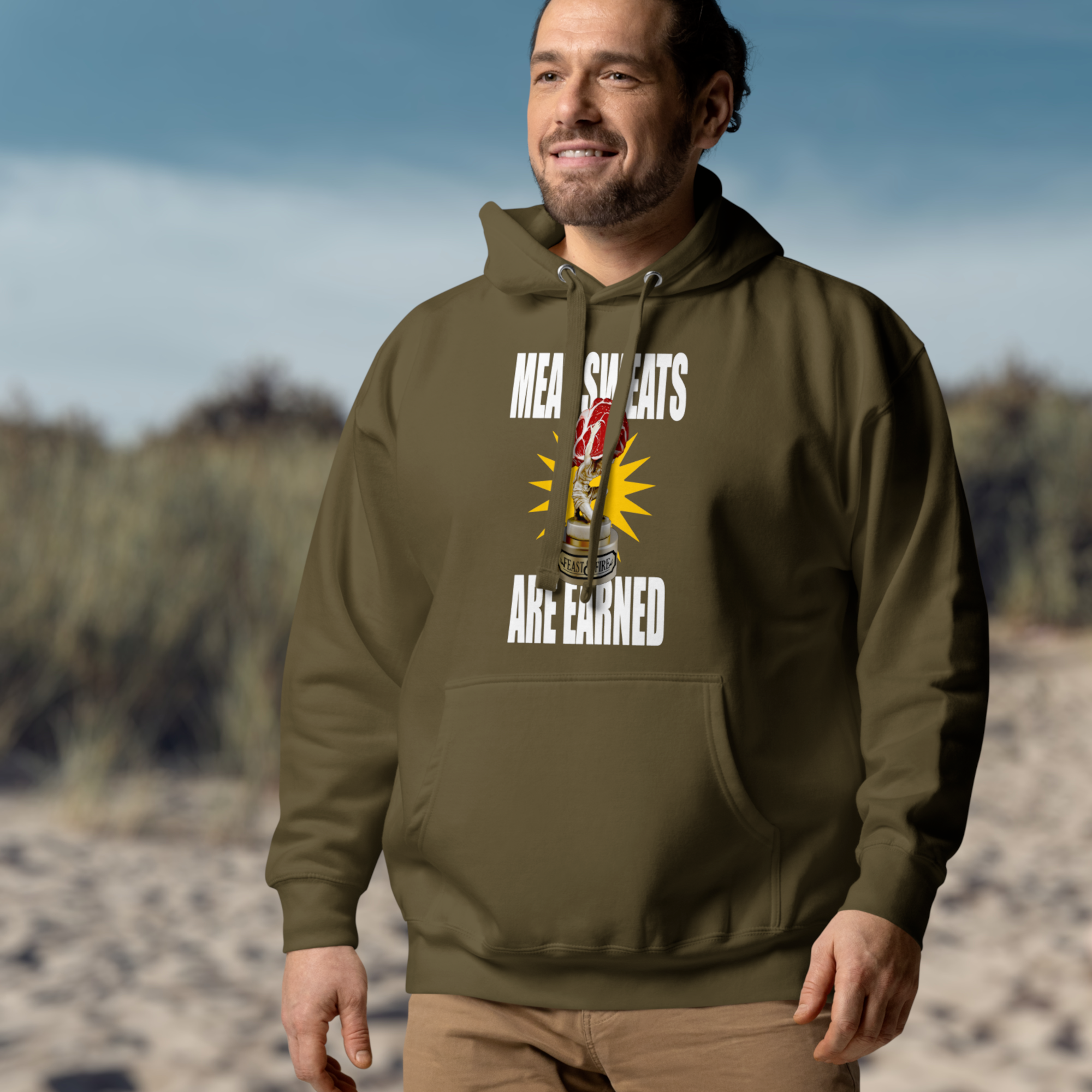 Hoodie - MEAT SWEATS WHITE TEXT