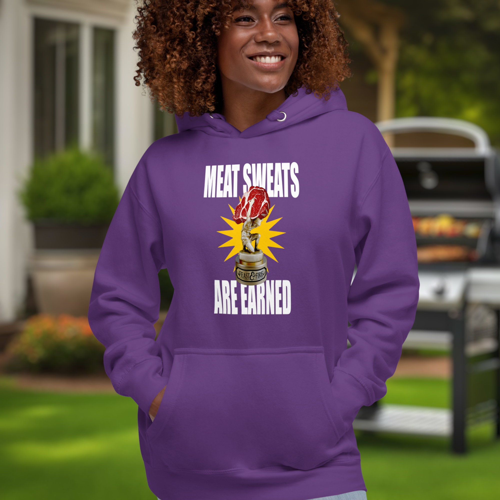 Hoodie - MEAT SWEATS WHITE TEXT