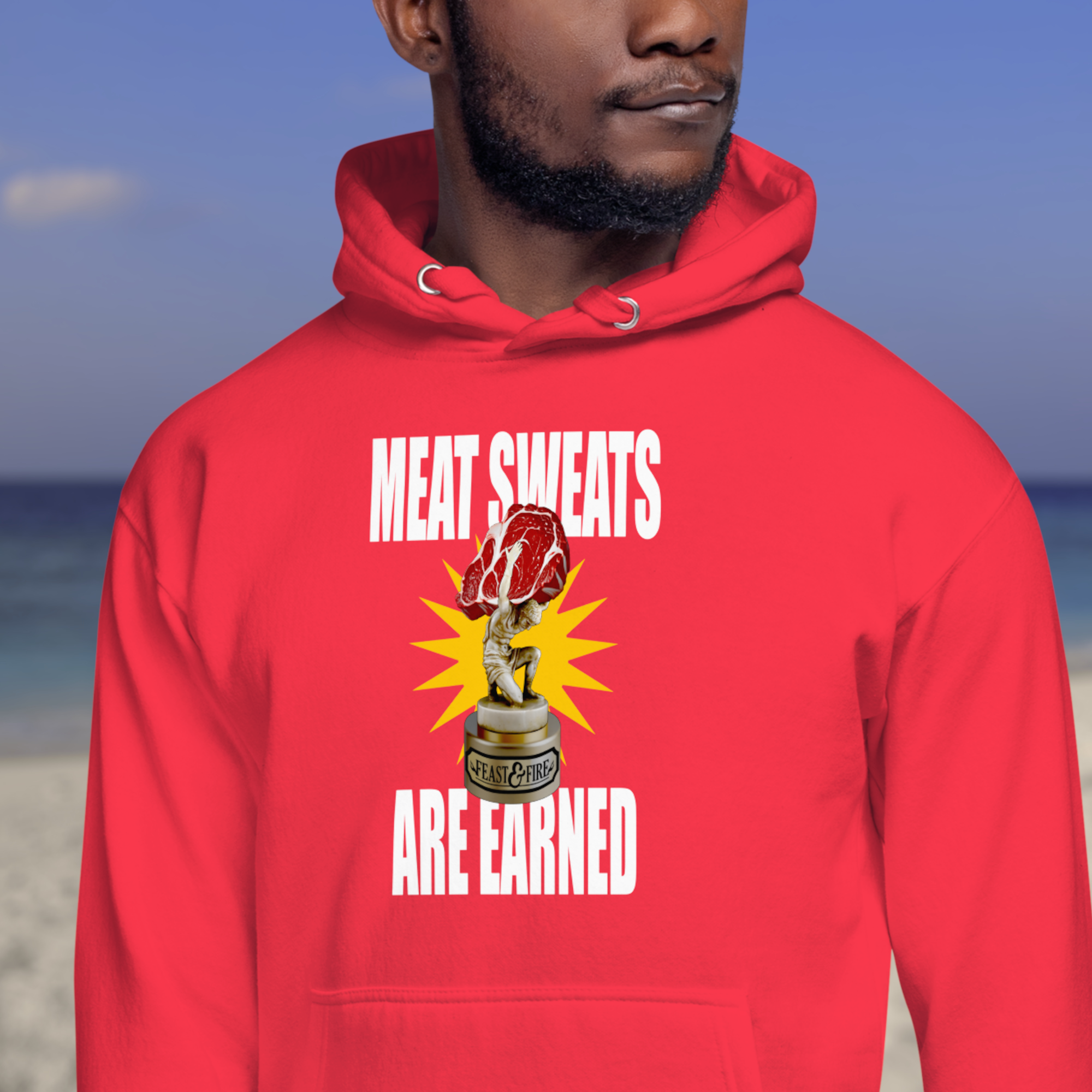 Hoodie - MEAT SWEATS WHITE TEXT