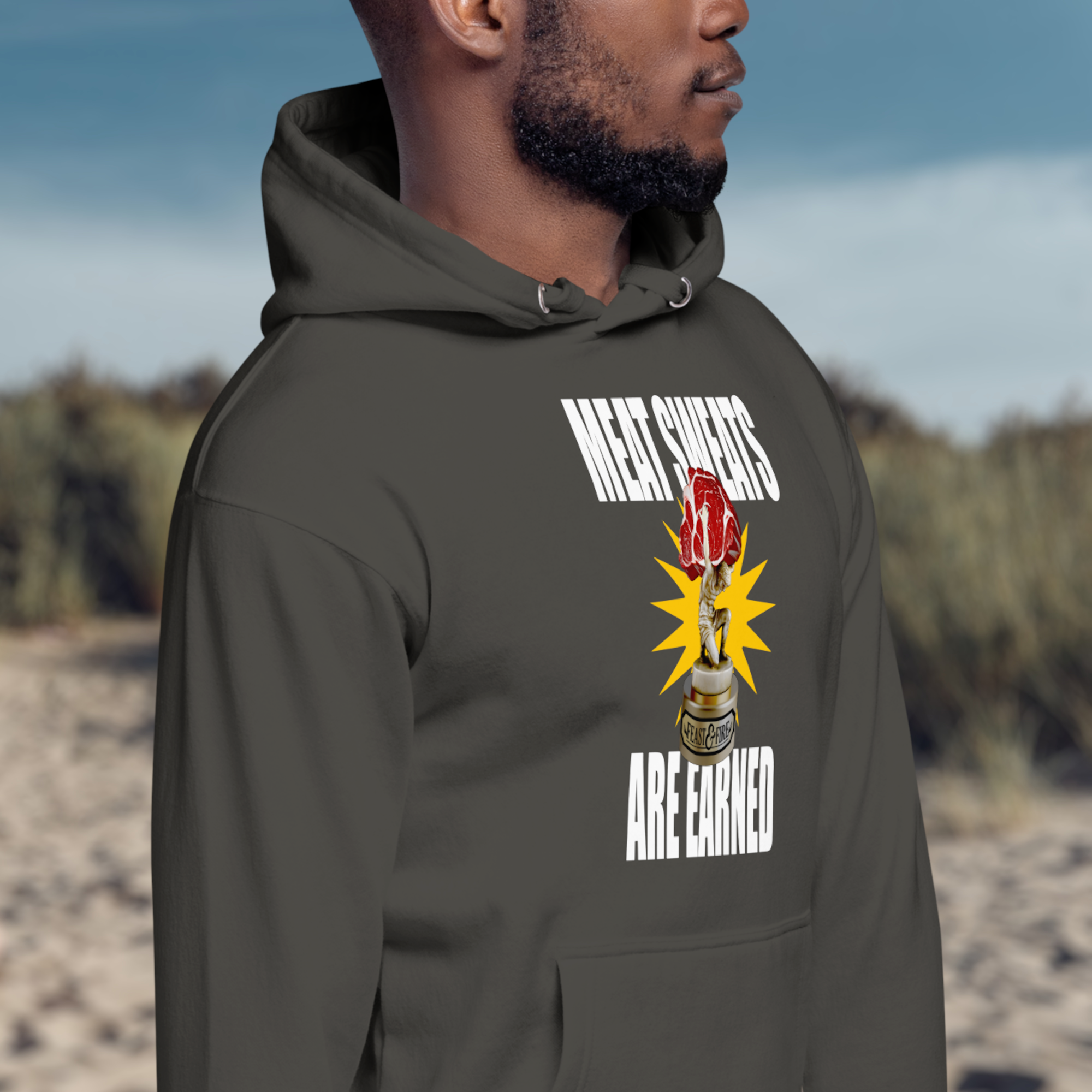 Hoodie - MEAT SWEATS WHITE TEXT