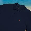 The Classic Pique Polo - NAVY - DOUBLE FLAME LOGO ORANGE ON BLUE